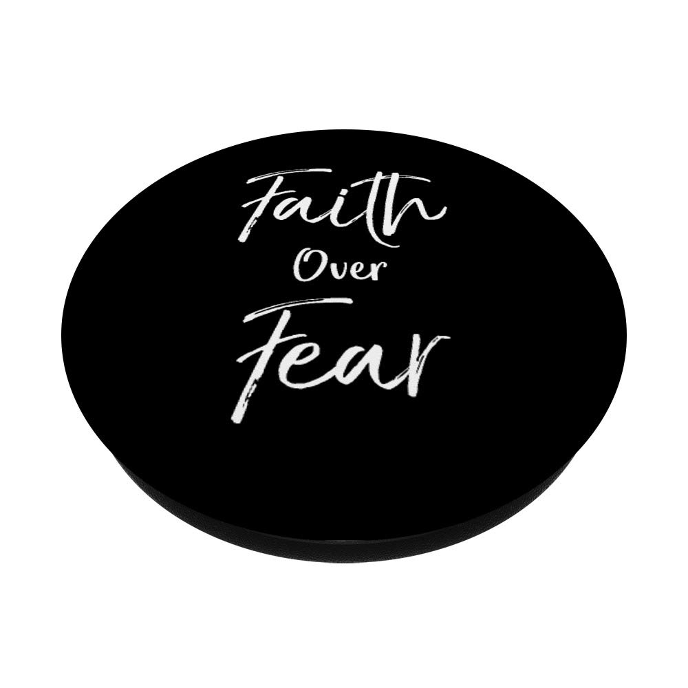 Christian PopSocket Grip with 'Faith over Fear' Bible Quote Design - Swappable Phone & Tablet Grip for Daily Inspiration and Secure Handling