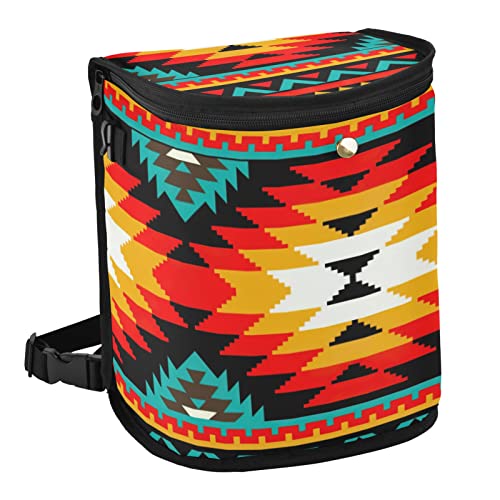 Aztec Tribal Leakproof Car Trash Can - Waterproof Hanging Auto Garbage Bin with Lid, Car Organizer for Storage, Ideal for Road Trips, Camping, and Daily Commute