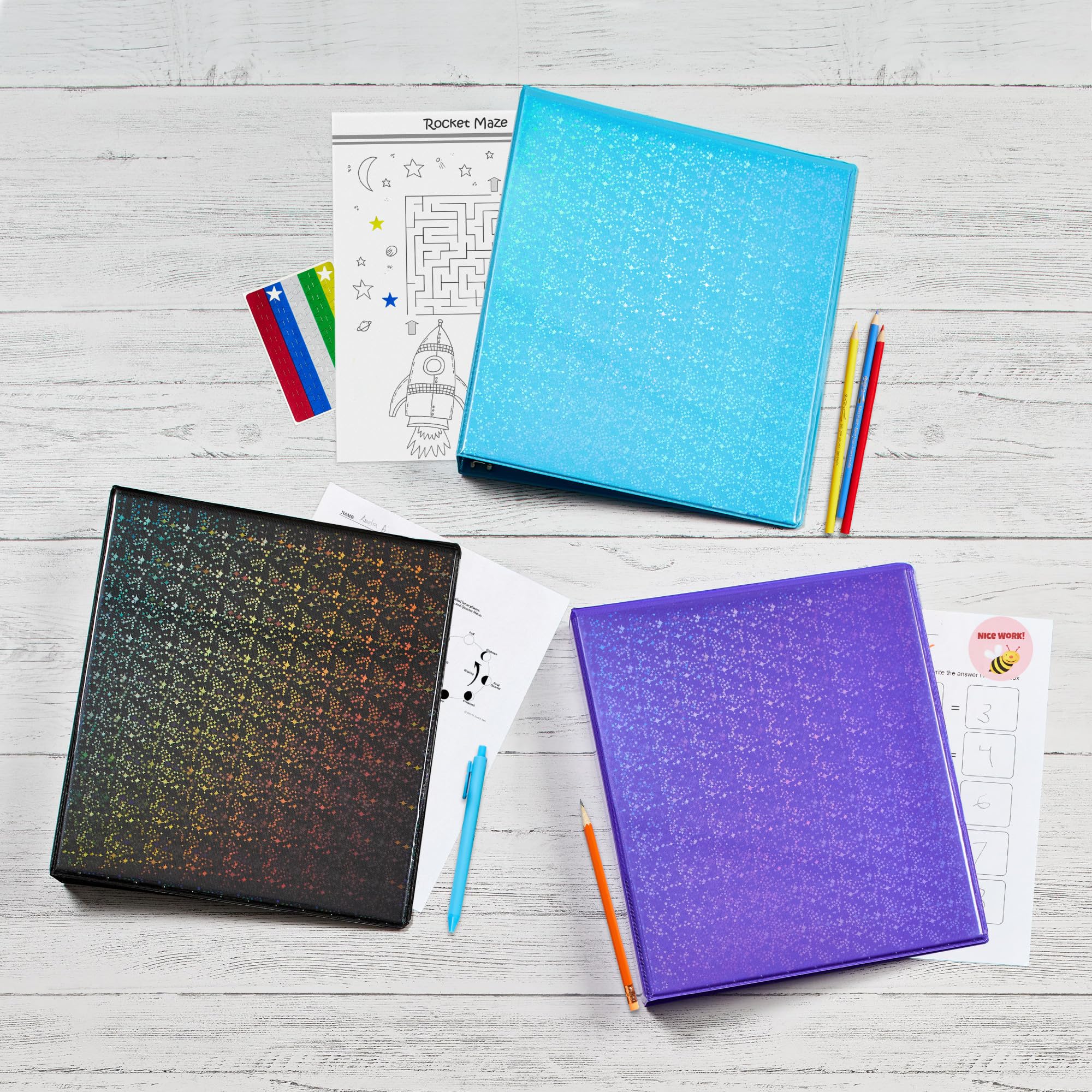 Avery Luxe Collection Durable Holographic 3-Ring Binder - 1 Inch Round Rings, Customizable View Cover, Holographic Black (03225) - Perfect for School, Office & Home Organization