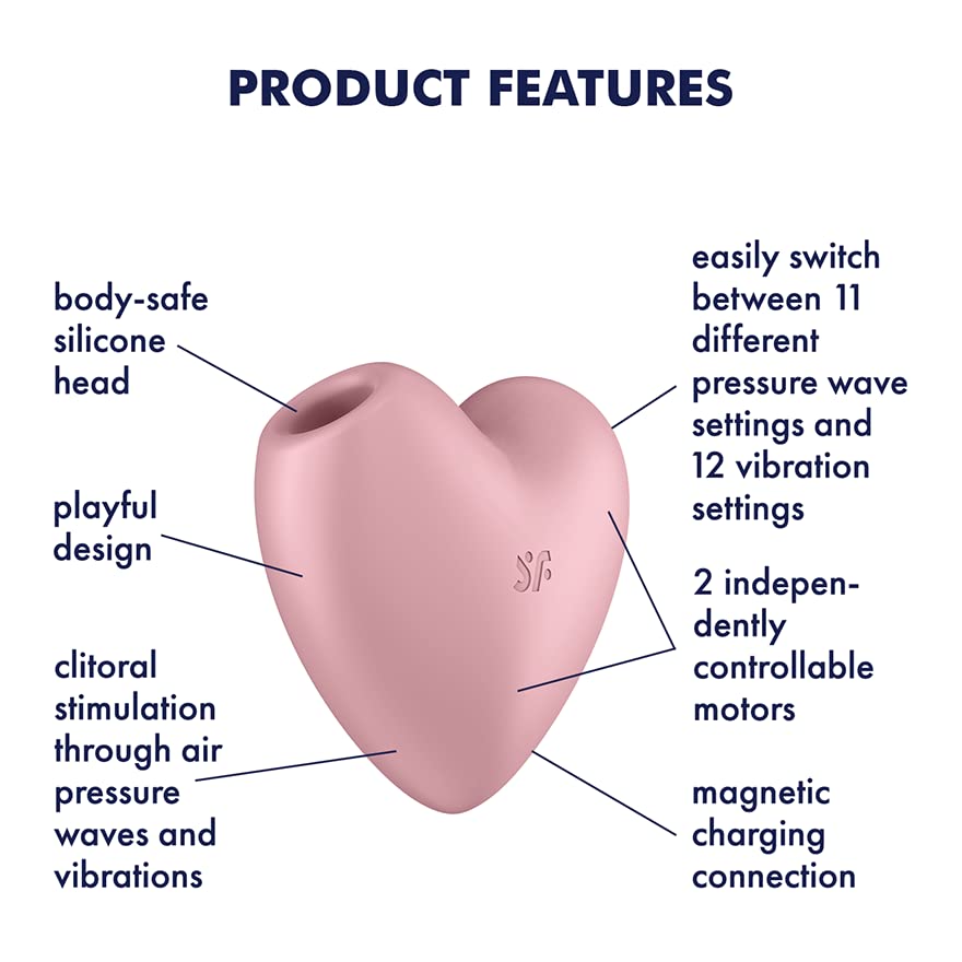 Satisfyer Cutie Heart Vibrator - Powerful Clitoral Stimulation Sex Toy for Women | Rechargeable Adult Pleasure Device | Female Wellness & Intimate Massager | Perfect for Solo Play & Couples Foreplay