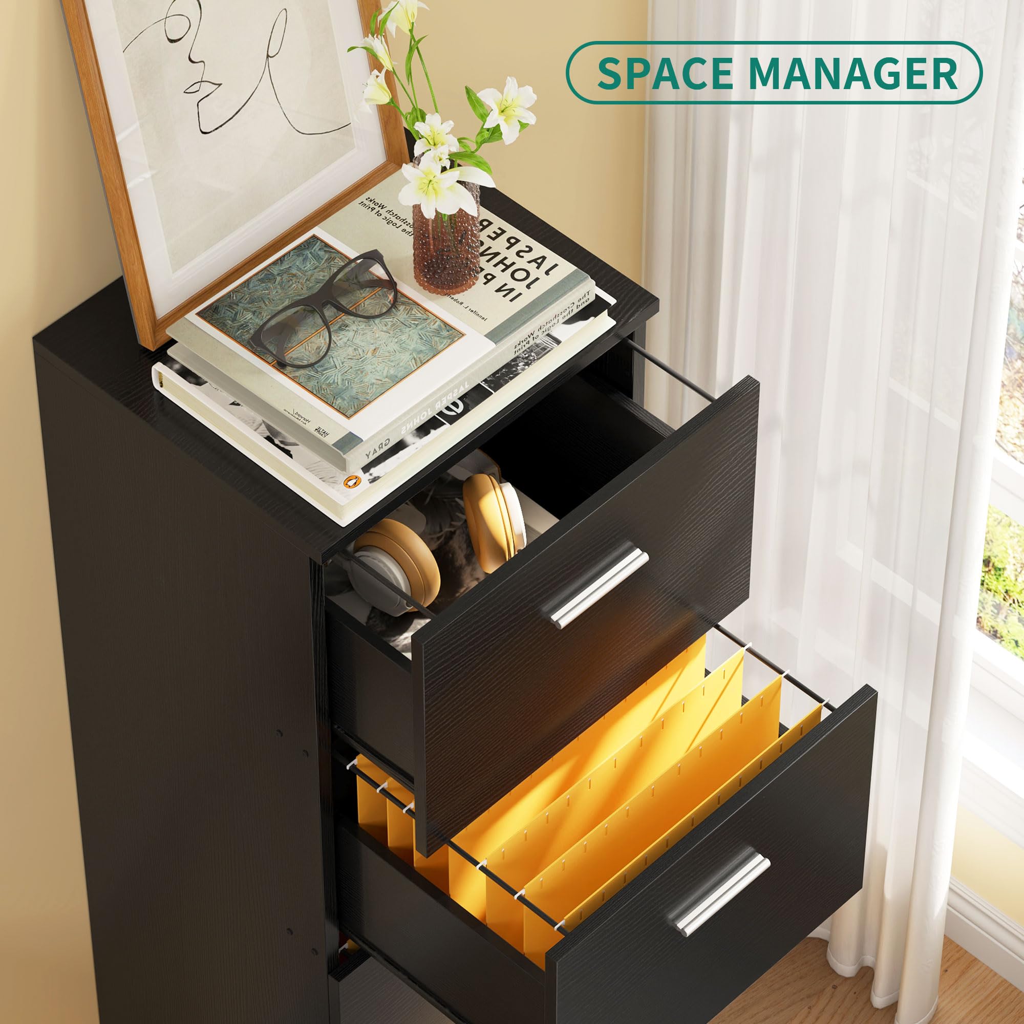 YITAHOME 4-Drawer Lockable Office File Cabinet - 131cm Vertical A4 Document Storage Cabinet for Home & Office - Easy Assembly for Secure File Organization & Office Supplies Storage