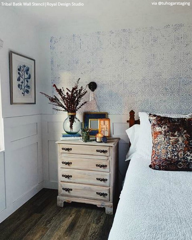 Tribal Batik Allover Wall Stencil - DIY Home Decor Stencil for Wall Painting, Furniture & Crafts | Perfect for Boho, Ethnic & Tropical Room Designs
