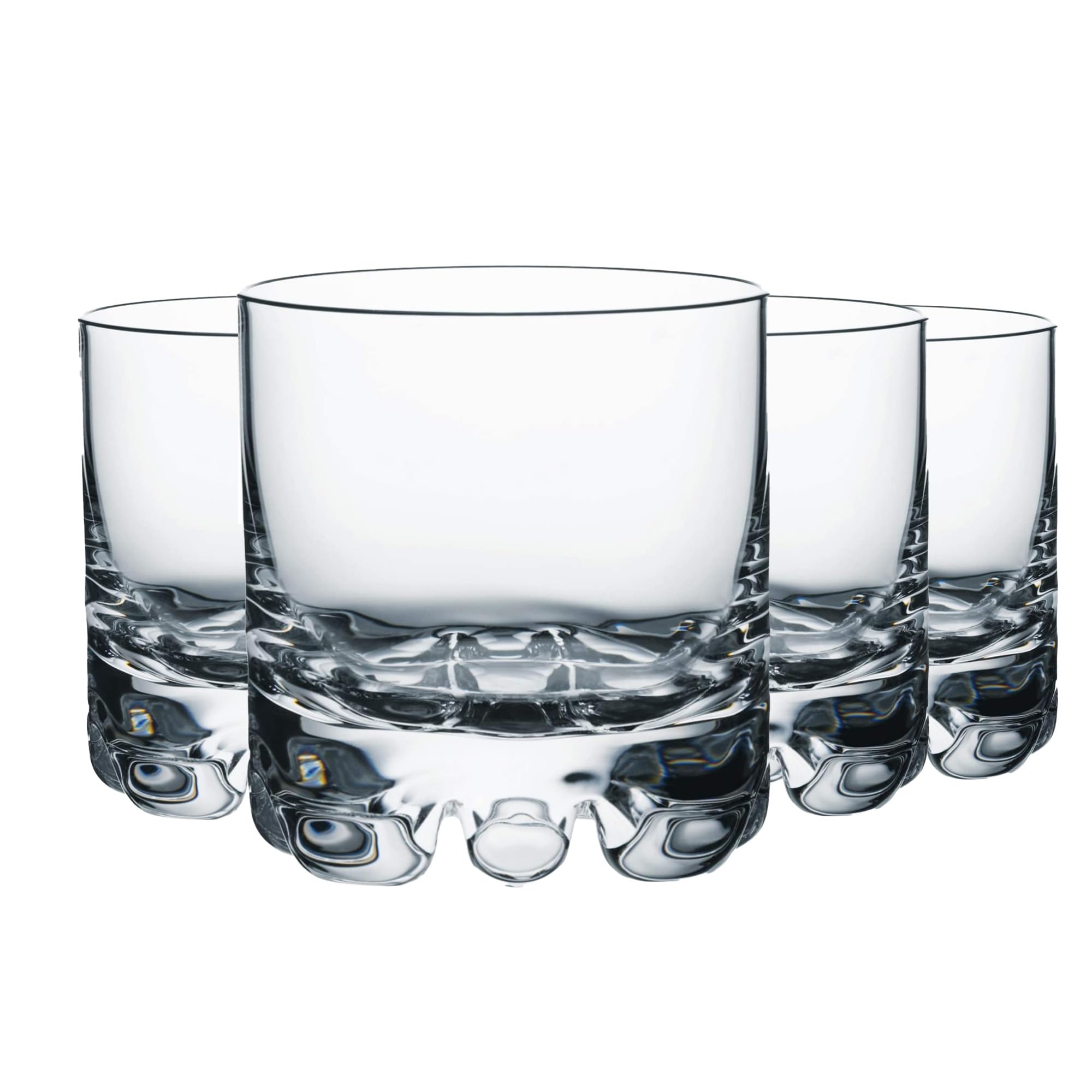 Orrefors Erik Double Old Fashioned Glasses Set of 4 - 12 oz Heavy Base Whiskey Glasses for Bourbon, Gin, Cocktails & Margaritas - Minimalist Barware, Dishwasher Safe - Perfect for Home Bars, Parties & Gifts