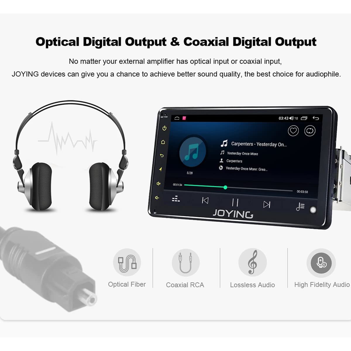 JOYING Android 10 Single Din Car Stereo - 7 Inch Touch Screen Bluetooth 5.1 Radio with GPS Navigation, MP5 Player, FM/AUX/USB/SD Input, Hands-Free Calling | Perfect for Road Trips, Commuting & In-Car Entertainment