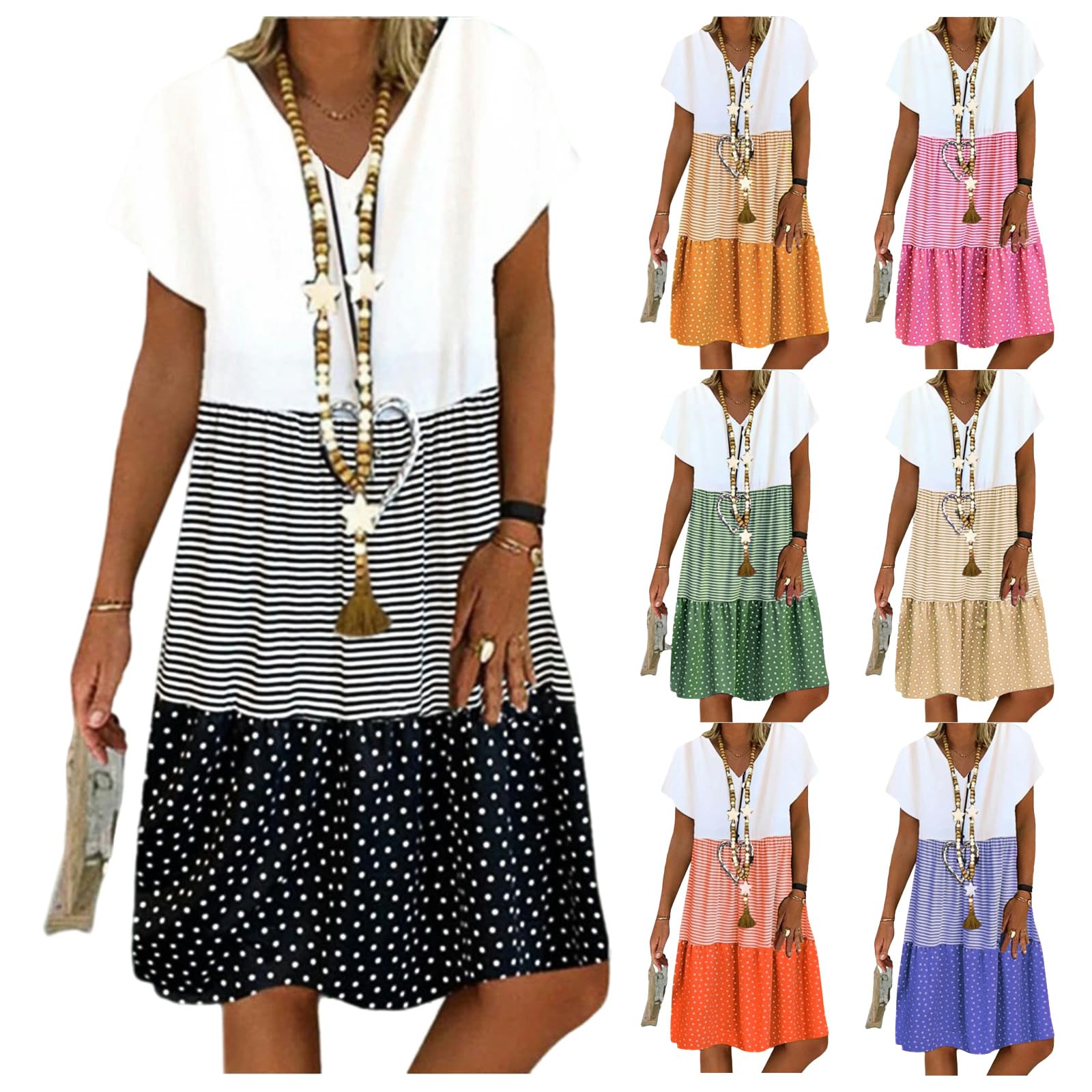 Stylish Plus Size Women's Shirt Dresses 2024 - Casual Short Sleeve Midi Dresses for Summer, Beach & Vacation | Boho Sun Dress for Outdoor Activities, Weekend Getaways & Relaxing Days
