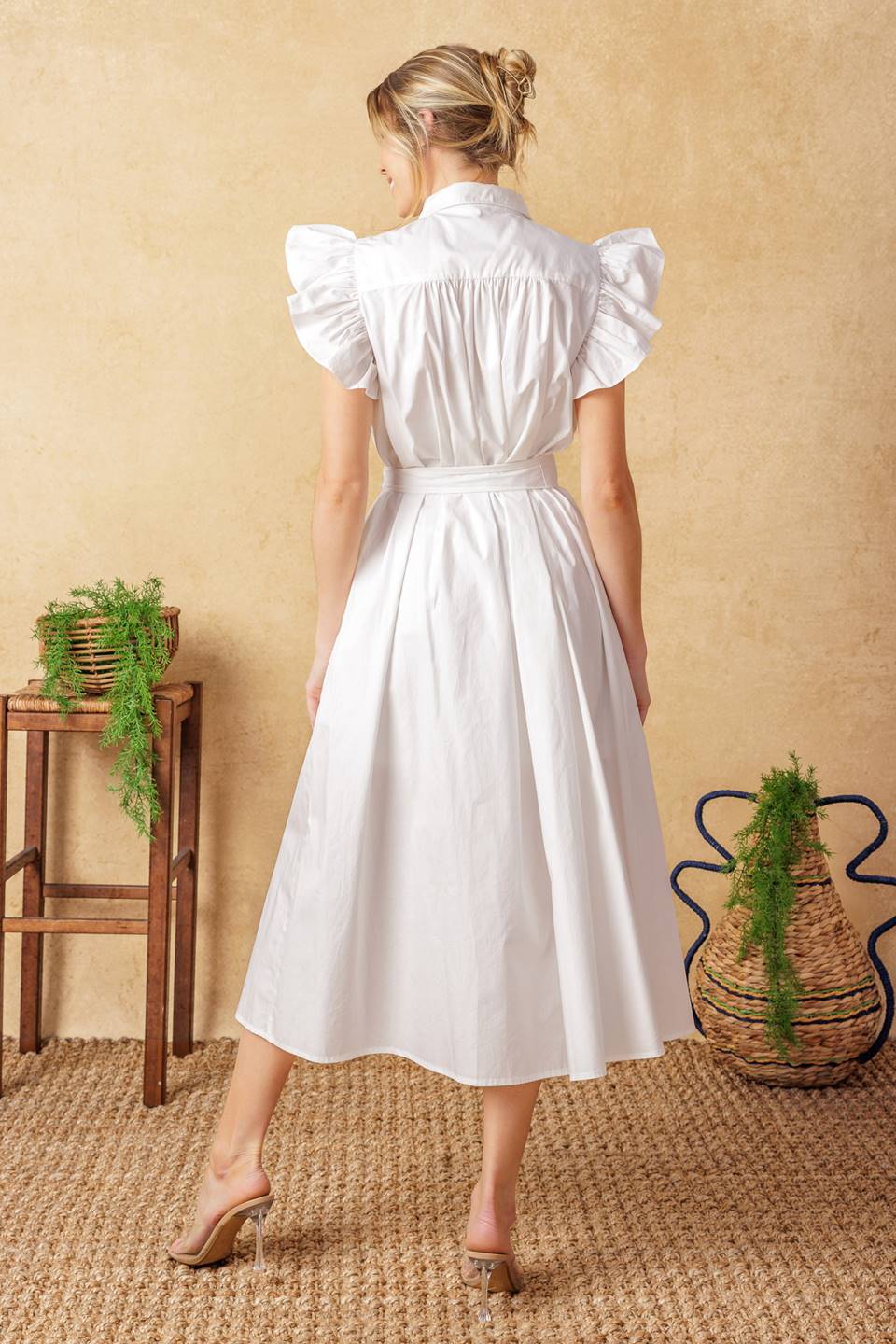 Glimpse in Time Pintuck Midi Dress - Elegant Flowy Women's Dress for Casual Outings, Office Wear & Special Occasions