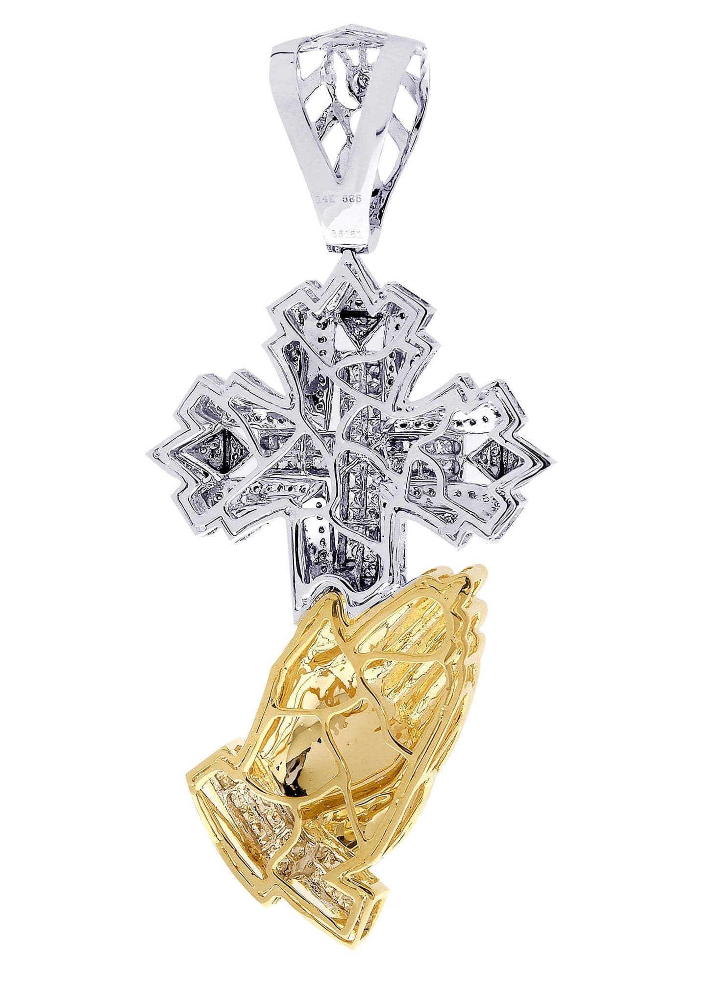 3.1 Carat Diamond Cross Pendant Necklace - 34.13 Grams Solid Gold Religious Jewelry for Women & Men - Perfect for Baptism, First Communion, Confirmation & Everyday Wear