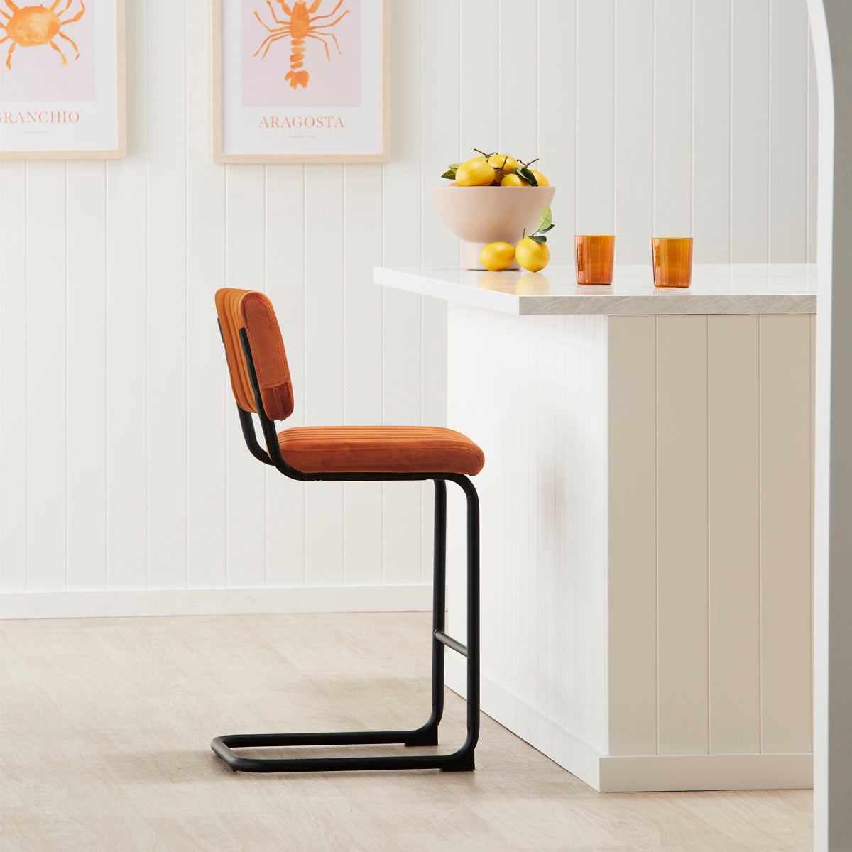 Luxury Blake Velvet Bar Stool - Modern Kitchen Island & Counter Height Stool with Padded Seat - Perfect for Home, Cafe & Restaurant Decor