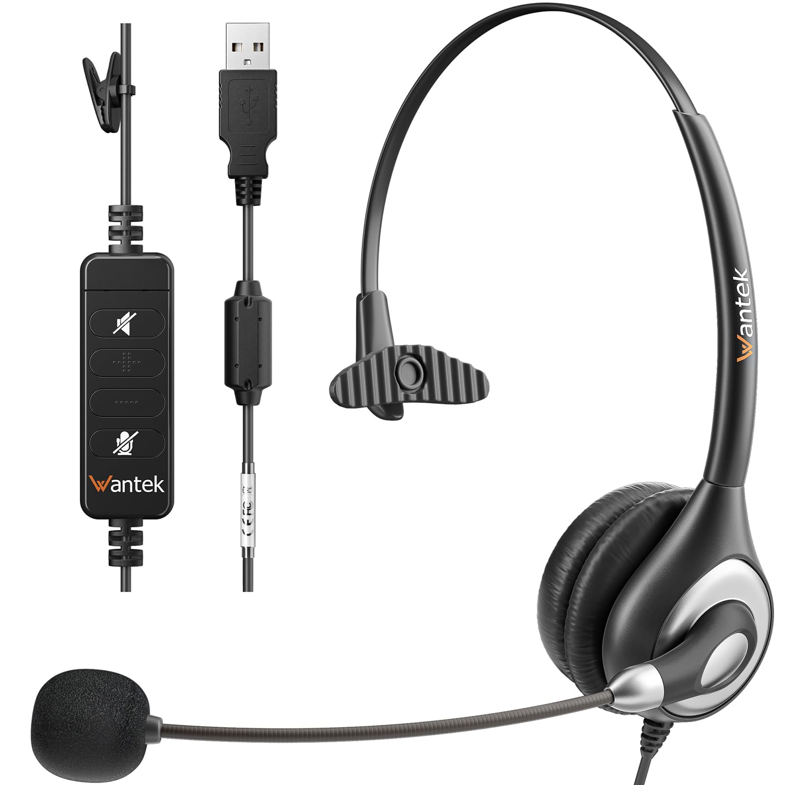 Noise Cancelling USB Headset with Microphone - Lightweight PC Headphones for Business, Home Office & Call Centers - Compatible with Zoom, Skype, Webinars - Clear Audio & Easy Controls for Online Meetings & Remote Work