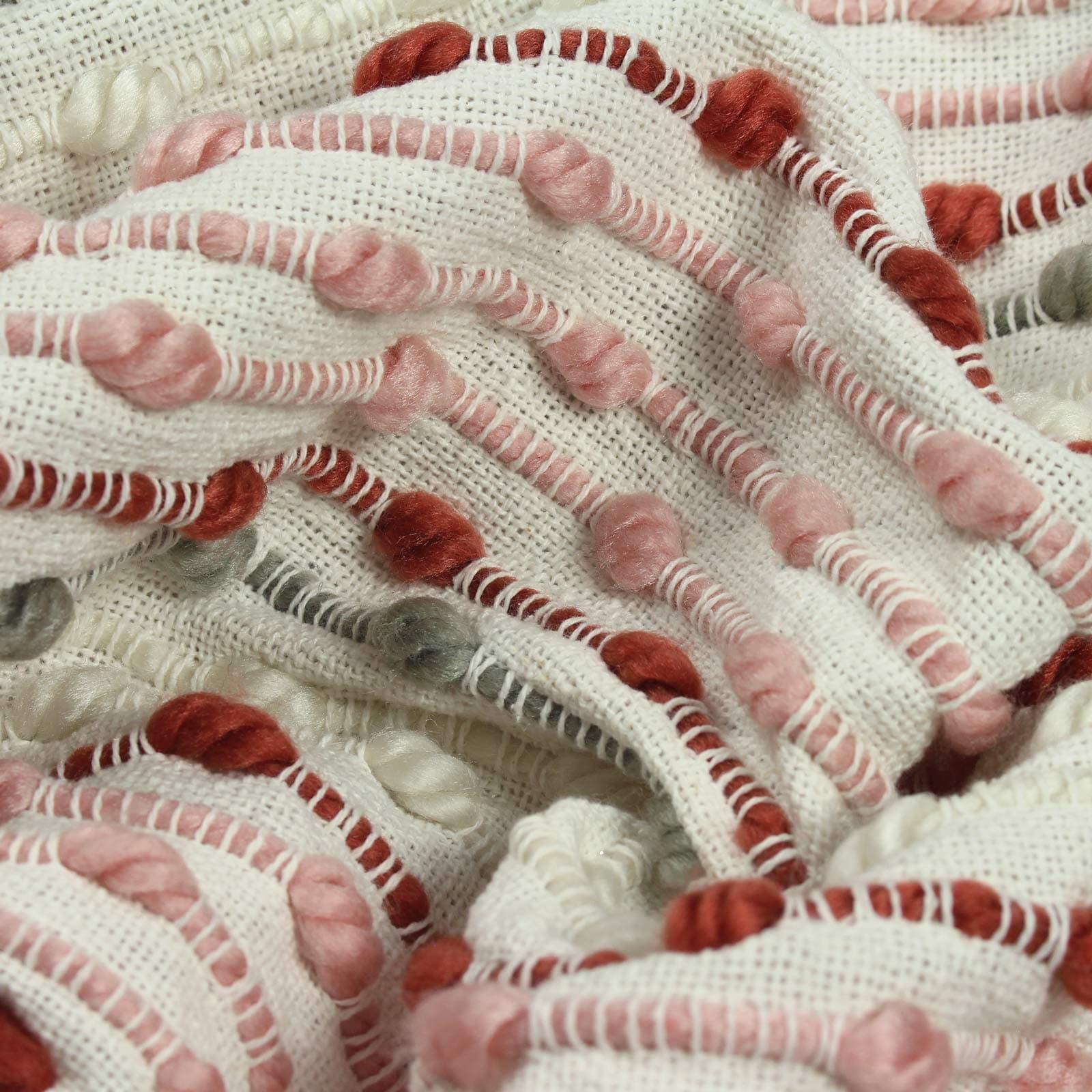 Furn Dhadit Stripe Throw Blanket - Soft Cozy Knit Accent Throw in Blush Pink for Bed, Sofa & Home Decor