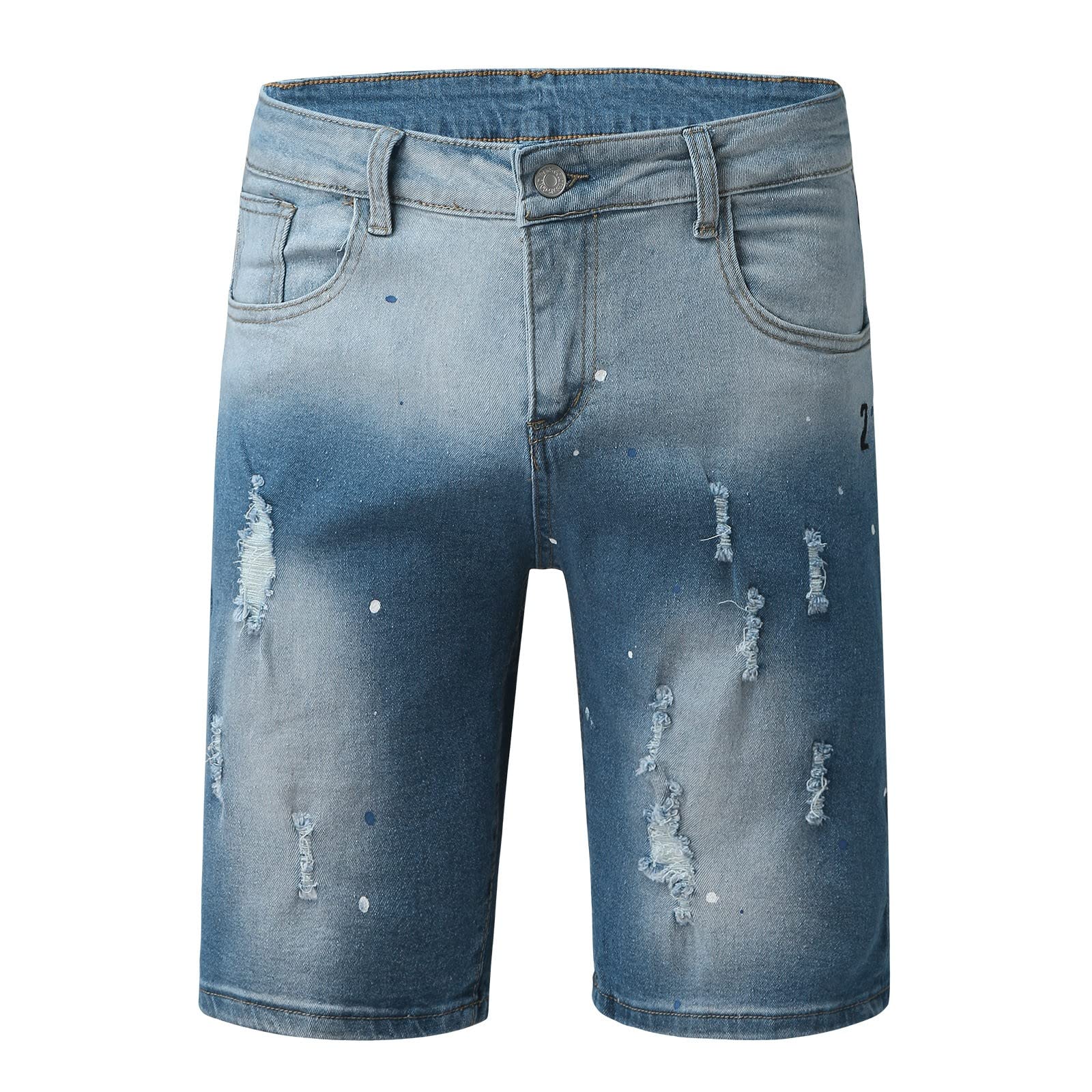 Men's Stretch Slim Fit Distressed Denim Shorts - Casual Washed Biker & Cargo Jean Shorts for Summer Outdoor Activities
