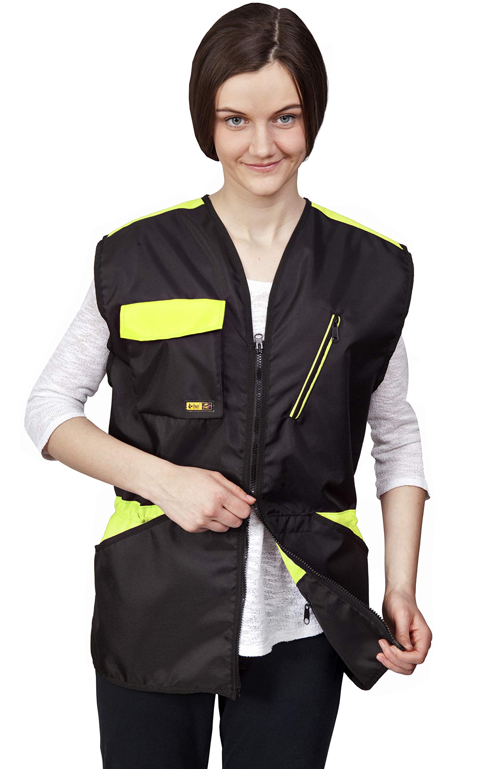 Dingo Dog Training Vest for Agility Sports - Waterproof with Multiple Pockets for Toys & Treats - 2-Way Zipper & Drawstring Waist - Lime Green (Size S) - Perfect for Outdoor Training, Competitions & Daily Walks