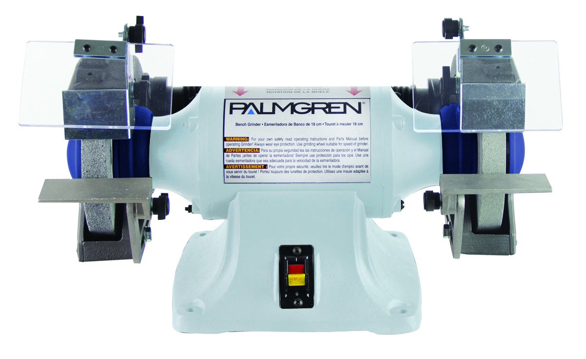 PALMGREN 9682061 6-Inch Bench Grinder 1/3HP 115/230V Heavy Duty Metal Grinding Tool with Dust-Free Operation - Perfect for Metalworking, Sharpening Tools & DIY Projects