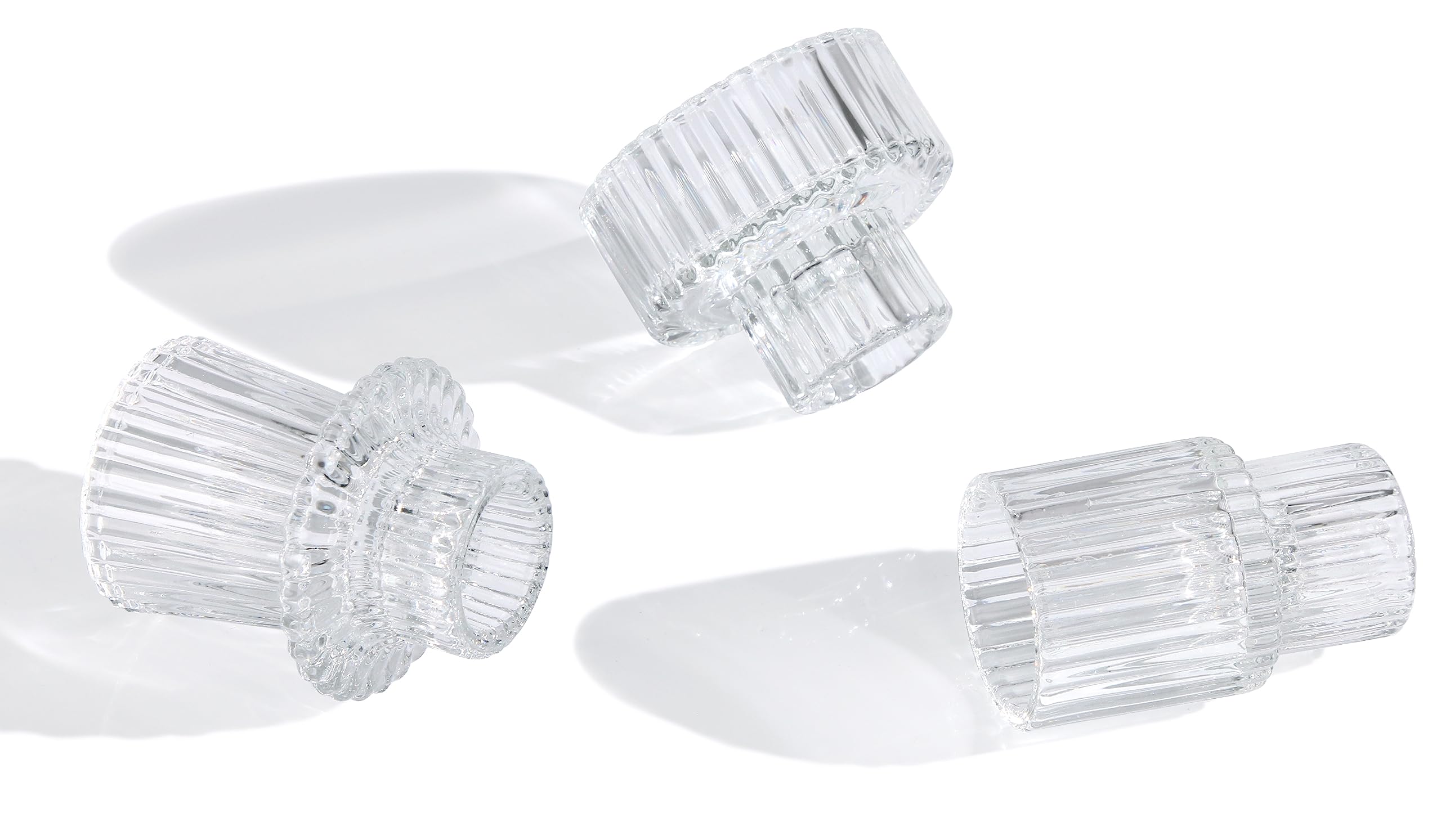 Vixdonos Clear Glass Tealight Candle Holders - Set of 3 for Wedding Centerpieces, Dinner Party Decor & Home Table Decorations - Perfect for Romantic Ambiance, Holiday Decor & Special Occasions