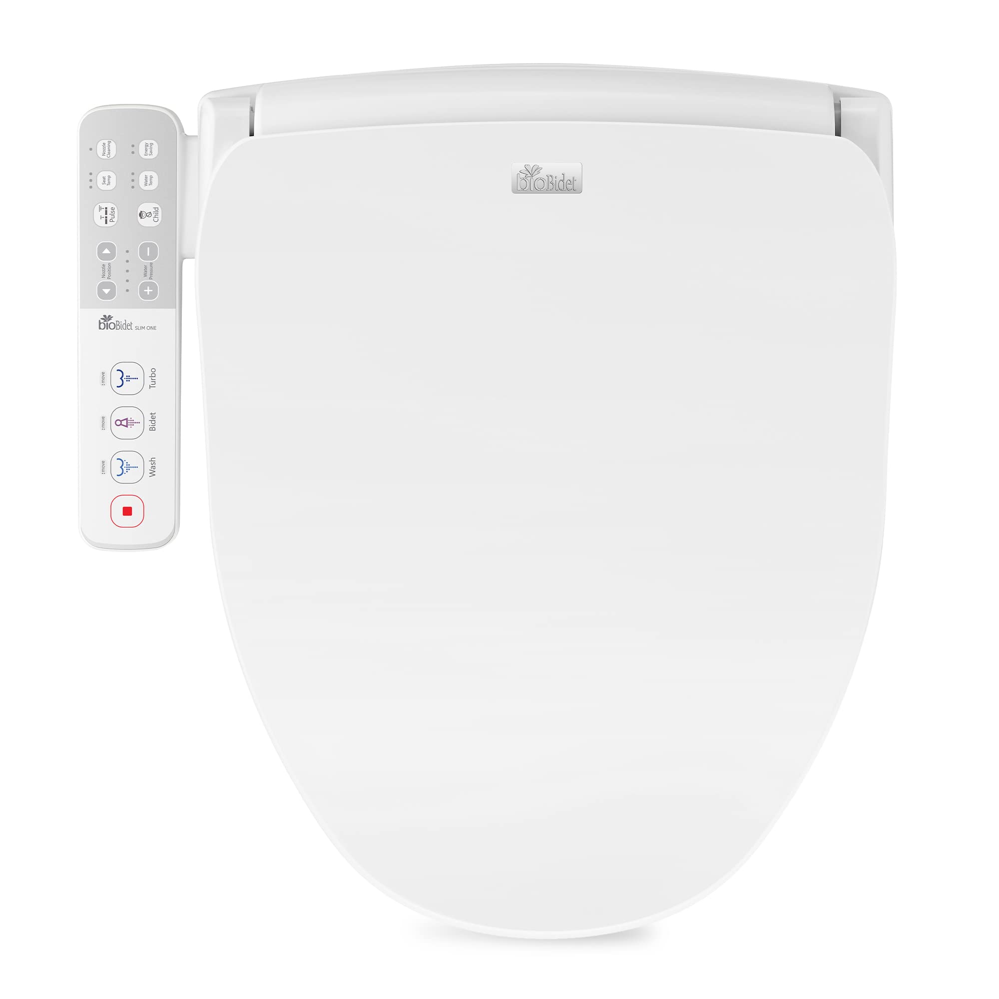 Bio Bidet Slim One Electric Bidet Toilet Seat Round - Warm Water & Heated Seat with Night Light & Remote Control - White - Perfect for Bathroom Comfort & Hygiene Upgrade