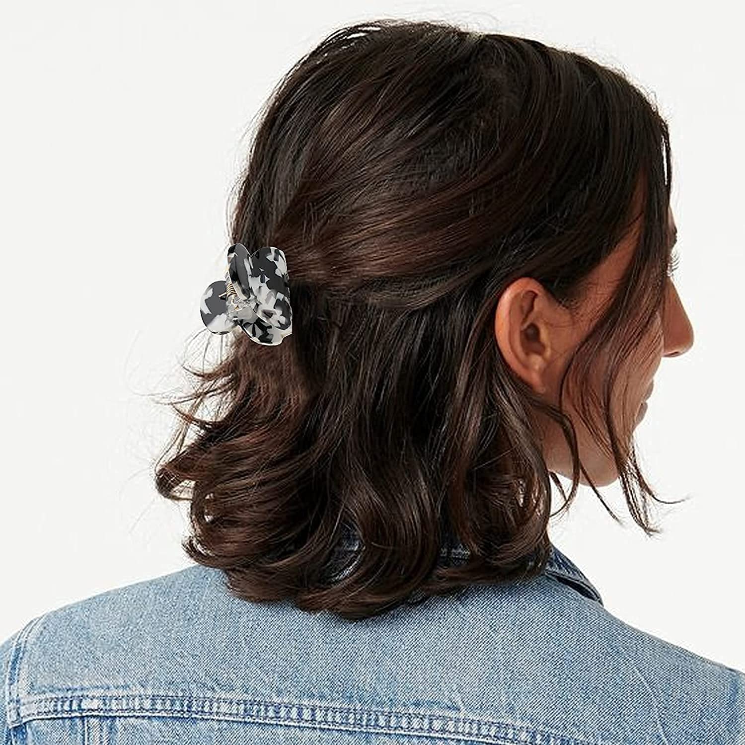 Sonpal Small Acrylic Hair Claw Clips for Women & Girls - Marble Design Non-Slip Grip Hair Clips, 12-Pack (Perfect for School, Work, and Everyday Hairstyles)