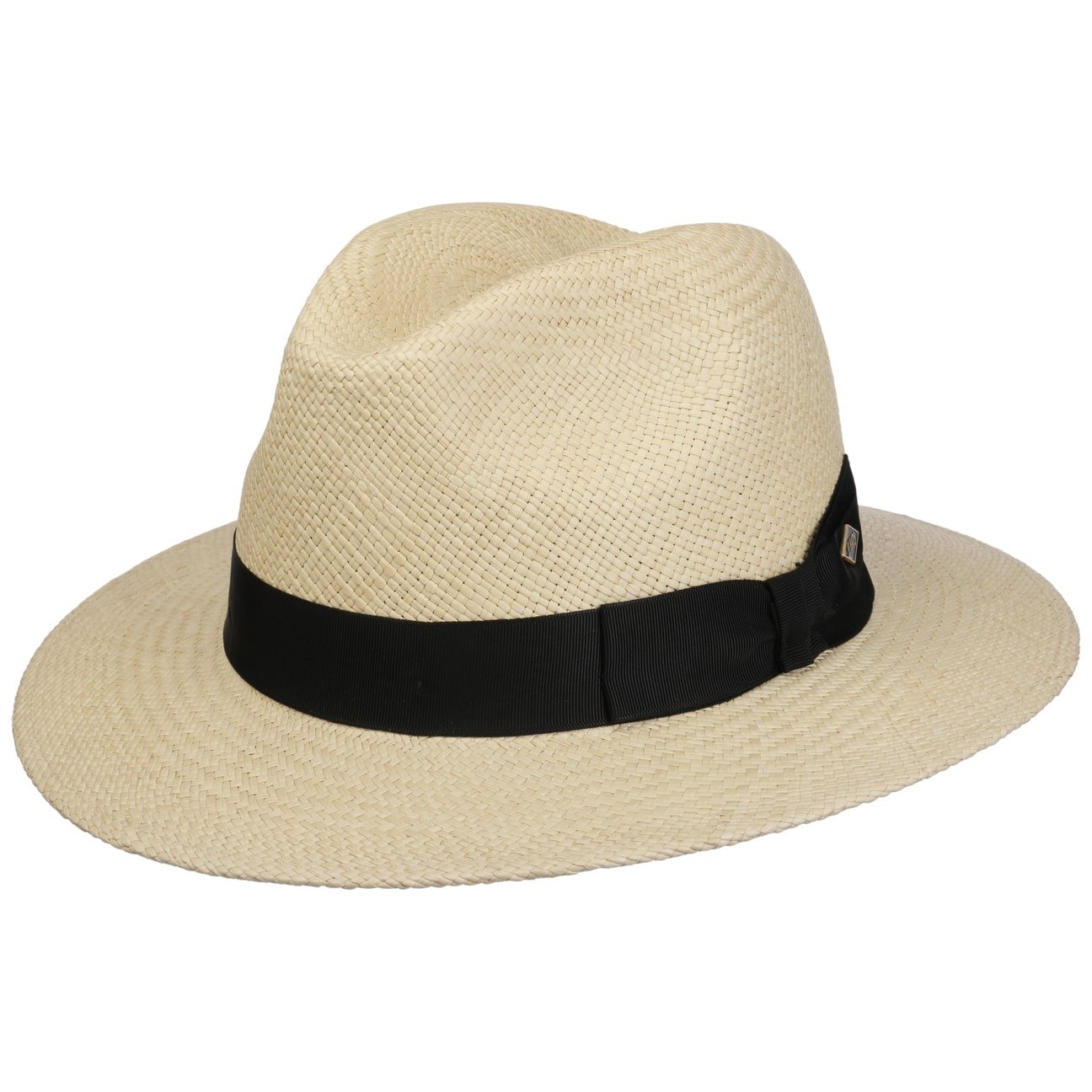 JJ Hats Black Banded Traveller Panama Hat - Natural Straw Fedora for Men & Women | Perfect for Beach Vacations, Summer Outfits, and Outdoor Adventures