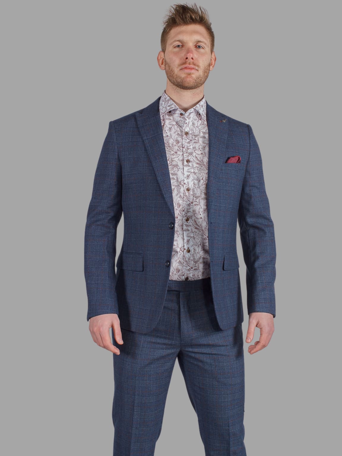 Harry Brown Finley Check Navy Blazer for Men - Classic Slim Fit Business Jacket - Perfect for Office, Weddings & Formal Events