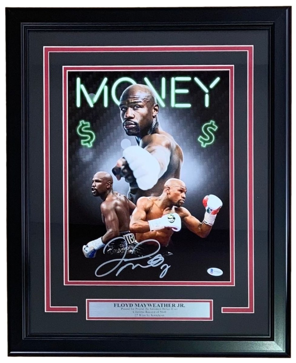 Floyd Mayweather Jr Signed Framed 11x14 Money Collage Photo - Authentic Autographed Boxing Memorabilia - Perfect for Sports Collectors and Boxing Fans Display