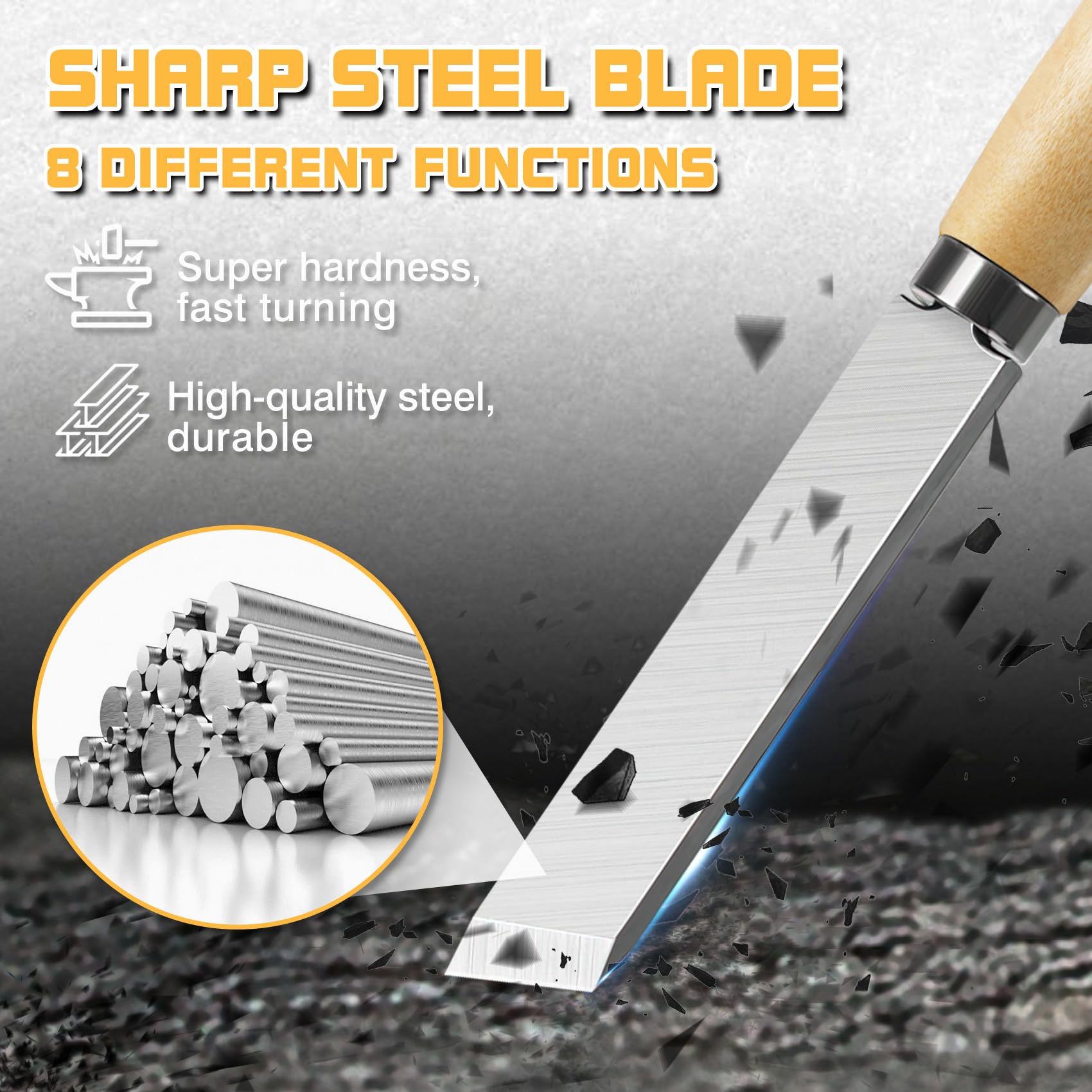 8-Piece Wood Lathe Chisel Set - Professional & Beginner Woodworking Tools for Turning, Carving & Shaping - Perfect for DIY Projects, Furniture Making & Crafting