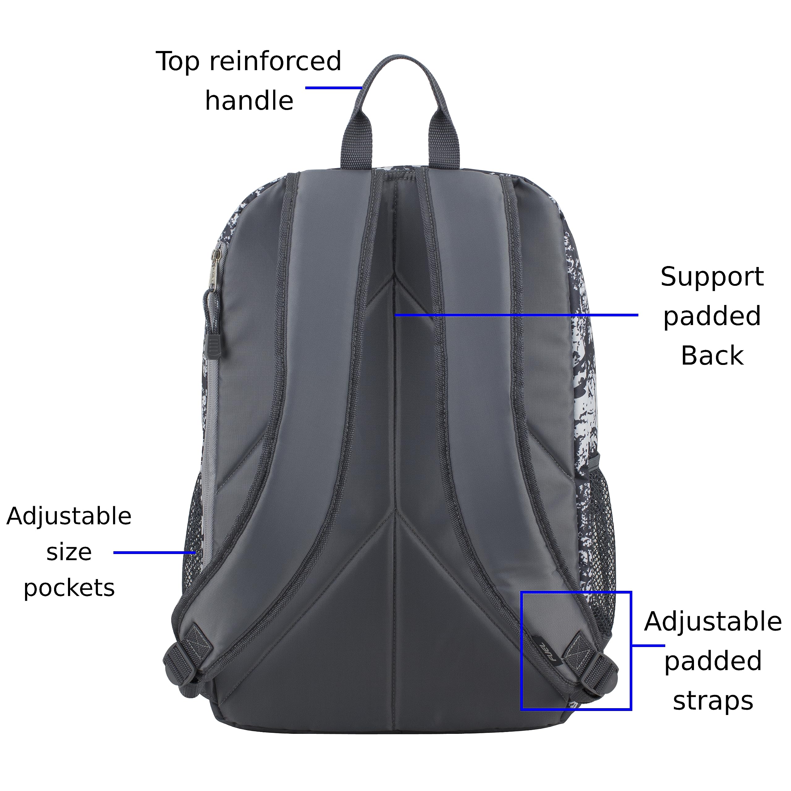 FUEL Wide Mouth Sports Backpack with Laptop Compartment - Waterproof Travel Backpack for Work, Gym, Hiking & Outdoor Adventures - Gray Flannel/Soft Silver - Perfect for Business Trips, College & Daily Commute