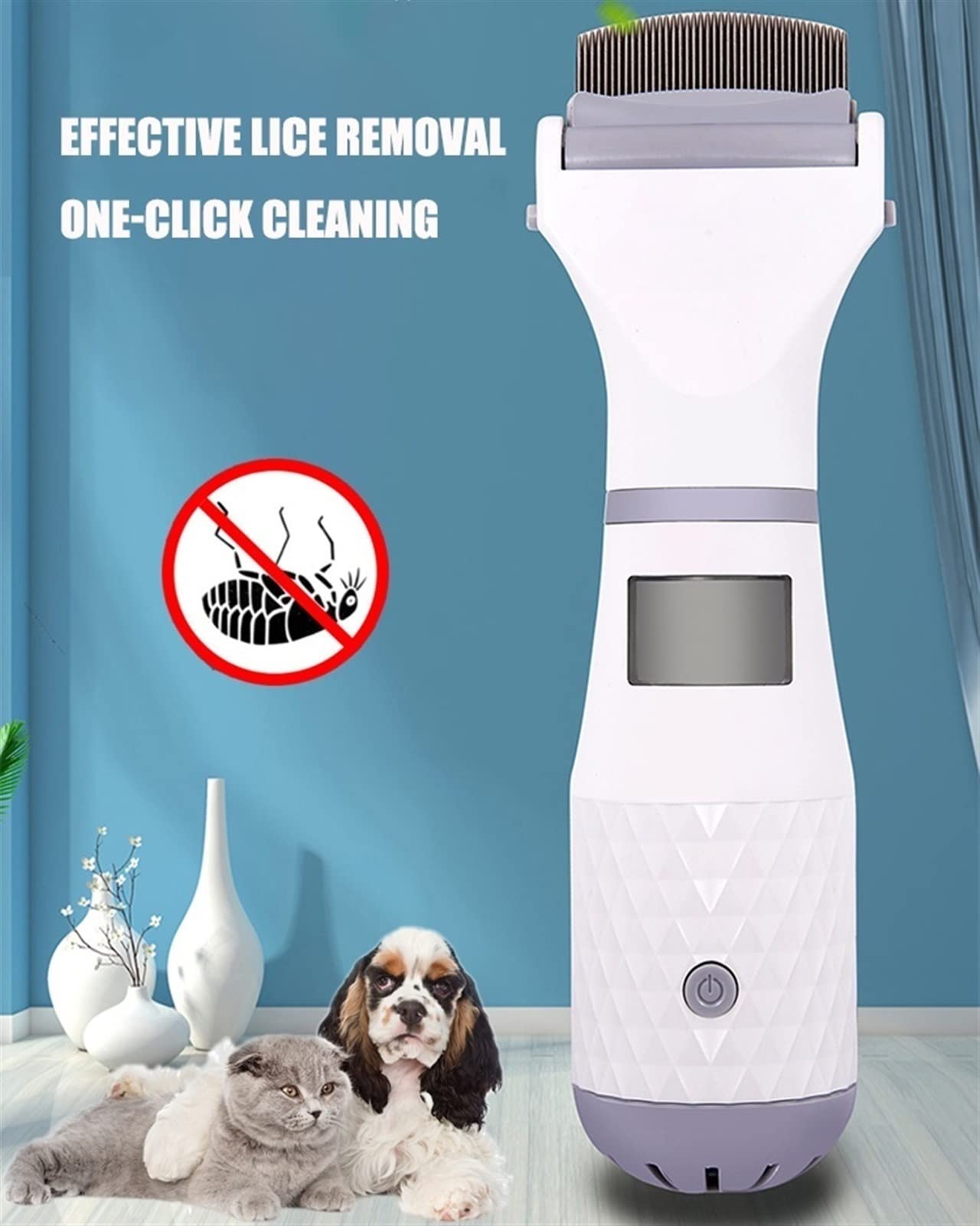 WARQO Electric Lice Comb for Kids, Adults & Pets - Chemical-Free Head Lice Treatment with Night Light Display - Safe & Effective Lice Removal Tool for Home, Travel & School Use