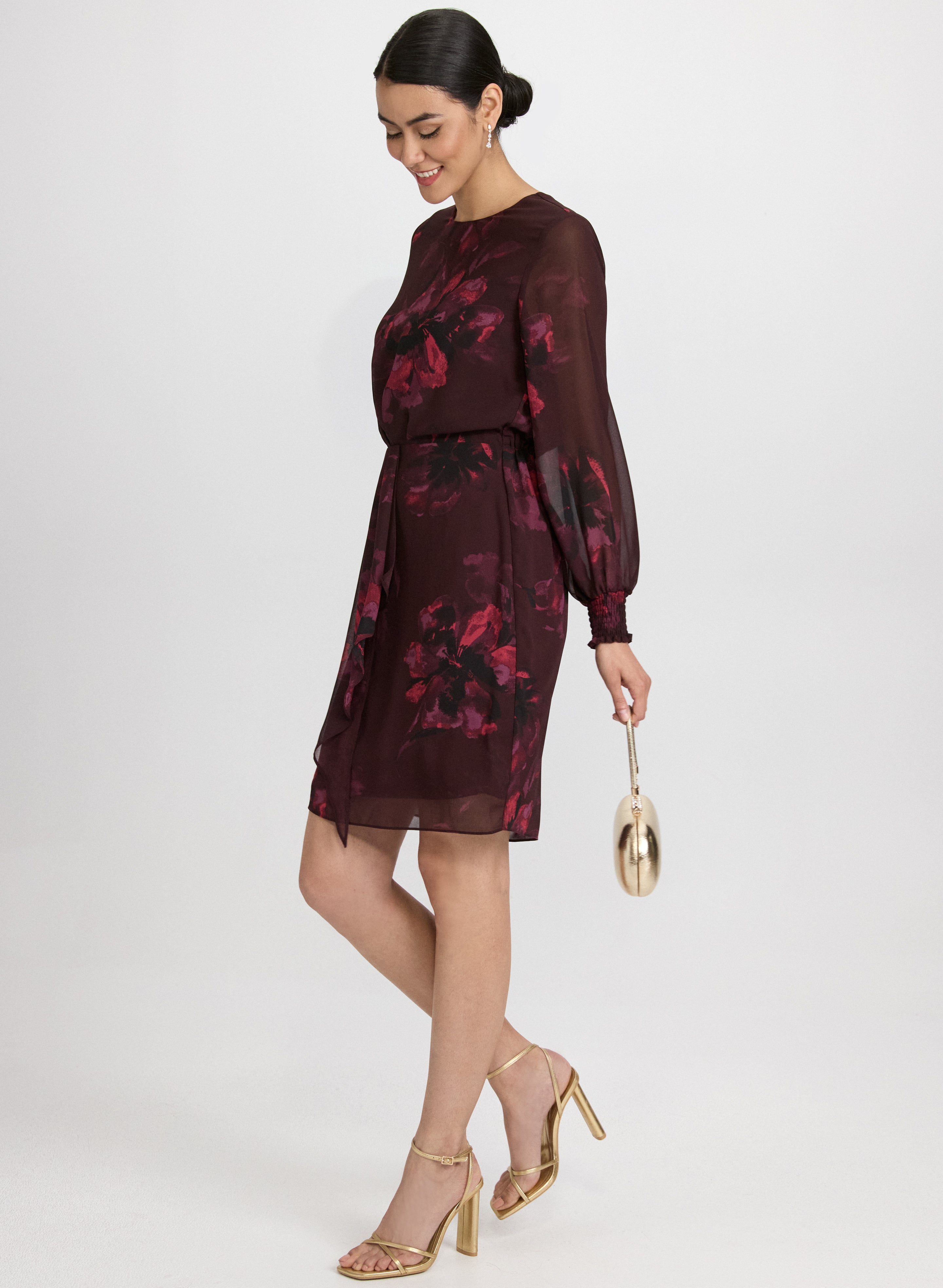 Floral Flounce Front Dress - Elegant Summer Midi Dress for Women | Perfect for Weddings, Parties & Casual Outings