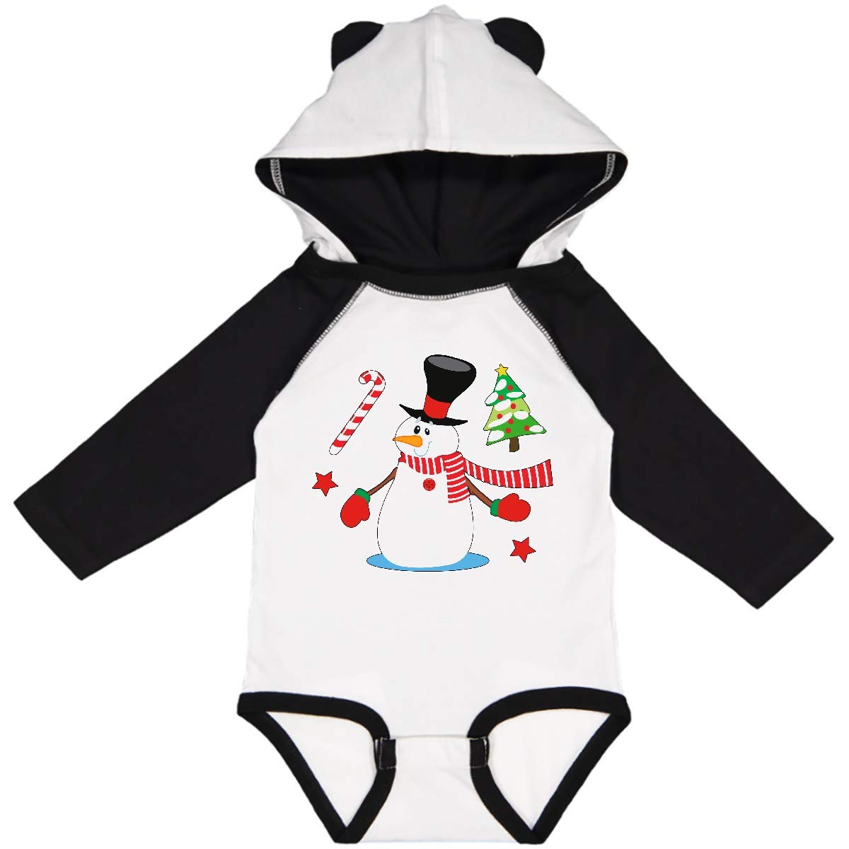 Inktastic Top Hat Snowman Christmas Tree Candy Cane Long Sleeve Baby Bodysuit - Festive Holiday Outfit for Newborns & Infants