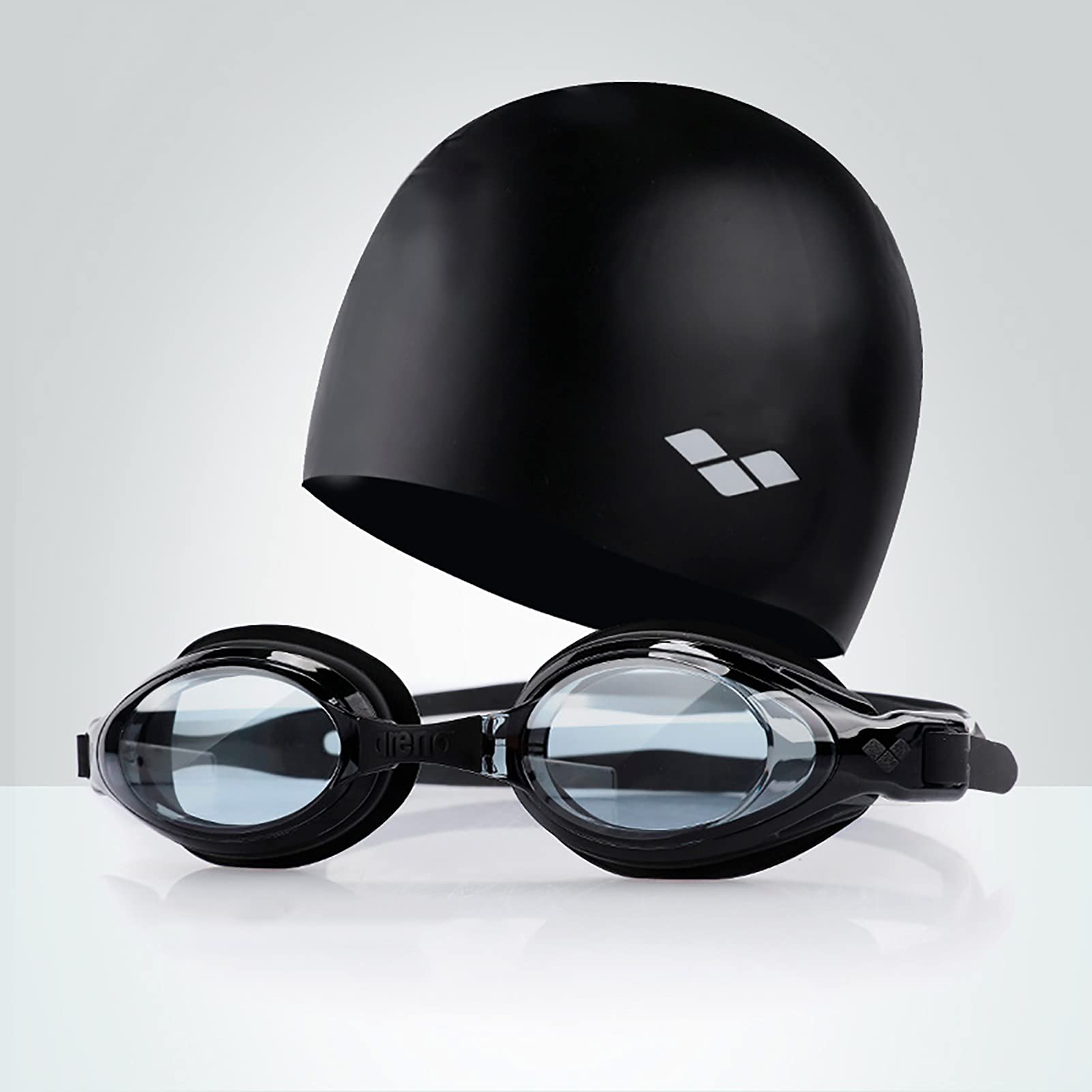 Anti-Fog Swim Goggles & Silicone Swim Caps Set (2-Pack) - Durable, Flexible Swimming Gear for Adults, Men, Women, Youth & Kids - Perfect for Lap Swimming, Training & Water Sports