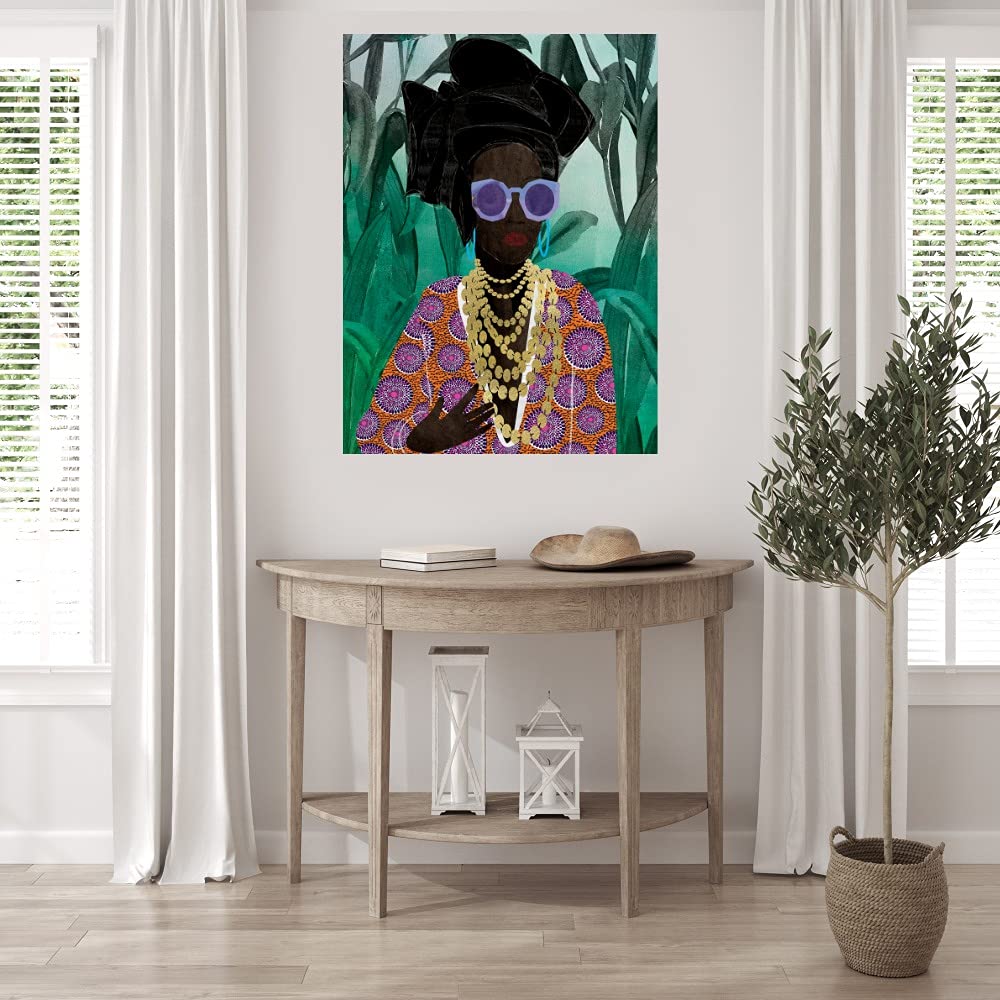 Queen of Tropics Canvas Wall Art by Nikki Chu - 24x32 Inches Tropical Fine Art Print for Living Room, Bedroom, Office Decor - Ready to Hang Beach Theme Painting for Coastal, Boho & Vacation Home Decor