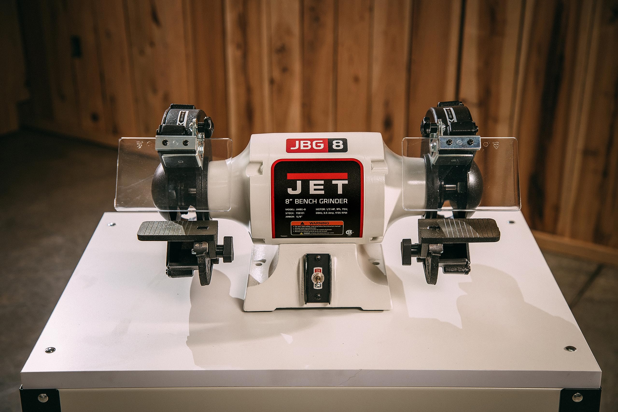 JET JWBG-8NW 8-Inch Bench Grinder - 1/2 HP, 1725 RPM, 115V Single Phase - Heavy Duty Metal Grinding & Sharpening Tool for Workshop, Garage & DIY Projects