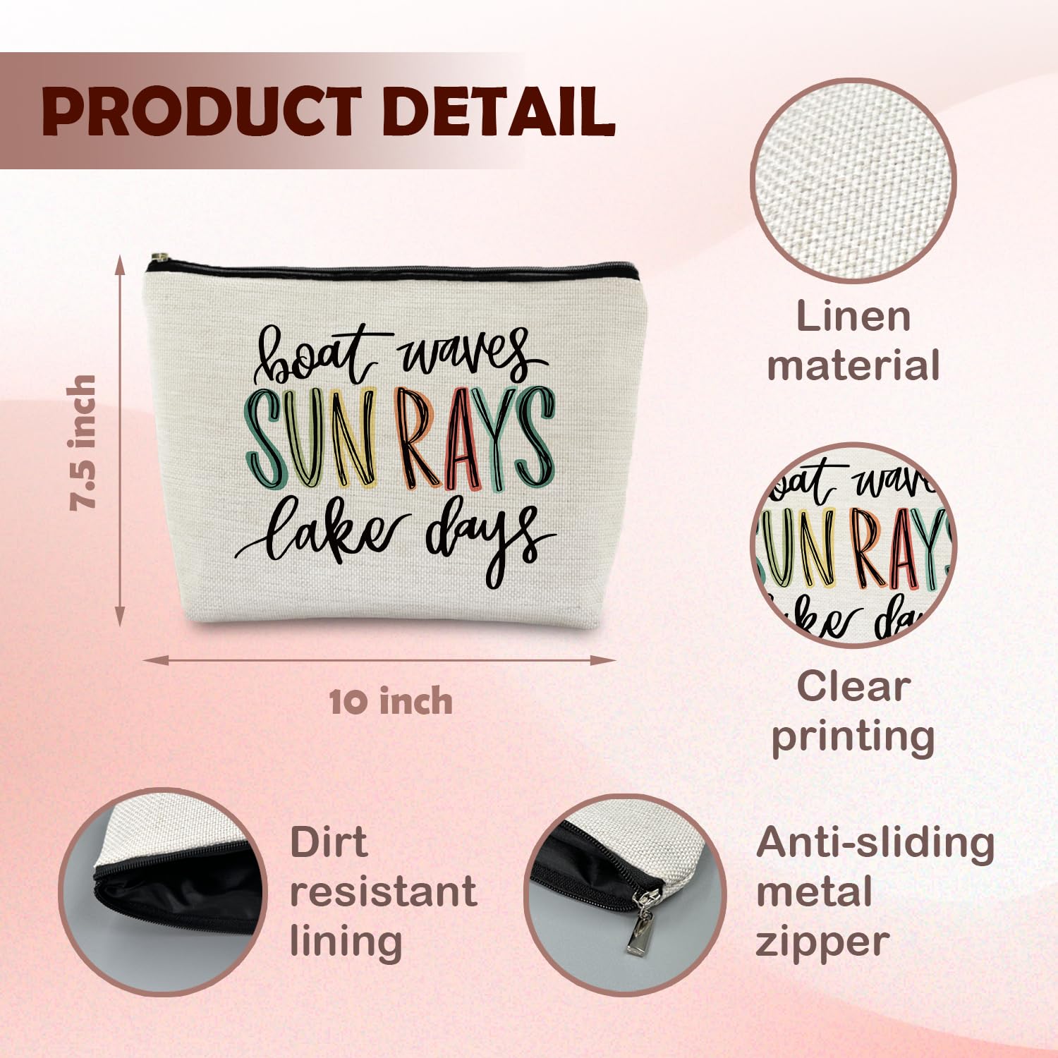 Lake Life Makeup Bag for Women - Small Travel Cosmetic Bag with Zipper, Perfect for Purse & Lake House Gifts - Ideal for Travel, Beach Trips & Everyday Use