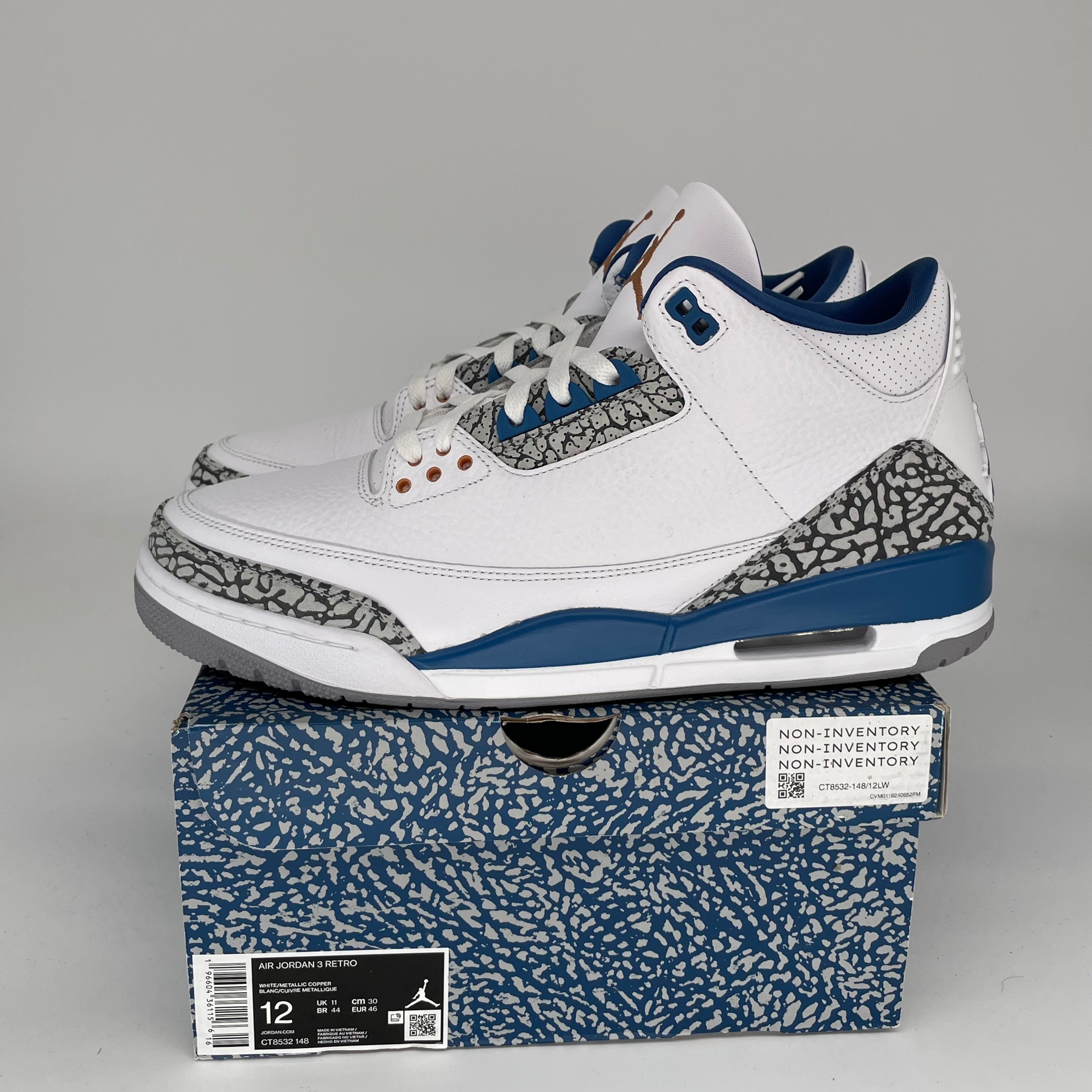 Original Air Jordan 3 Retro 'Wizards' Men's Basketball Shoes Size 12 - CT8532-148 | Authentic Nike Sneakers for Sports, Streetwear & Collectors