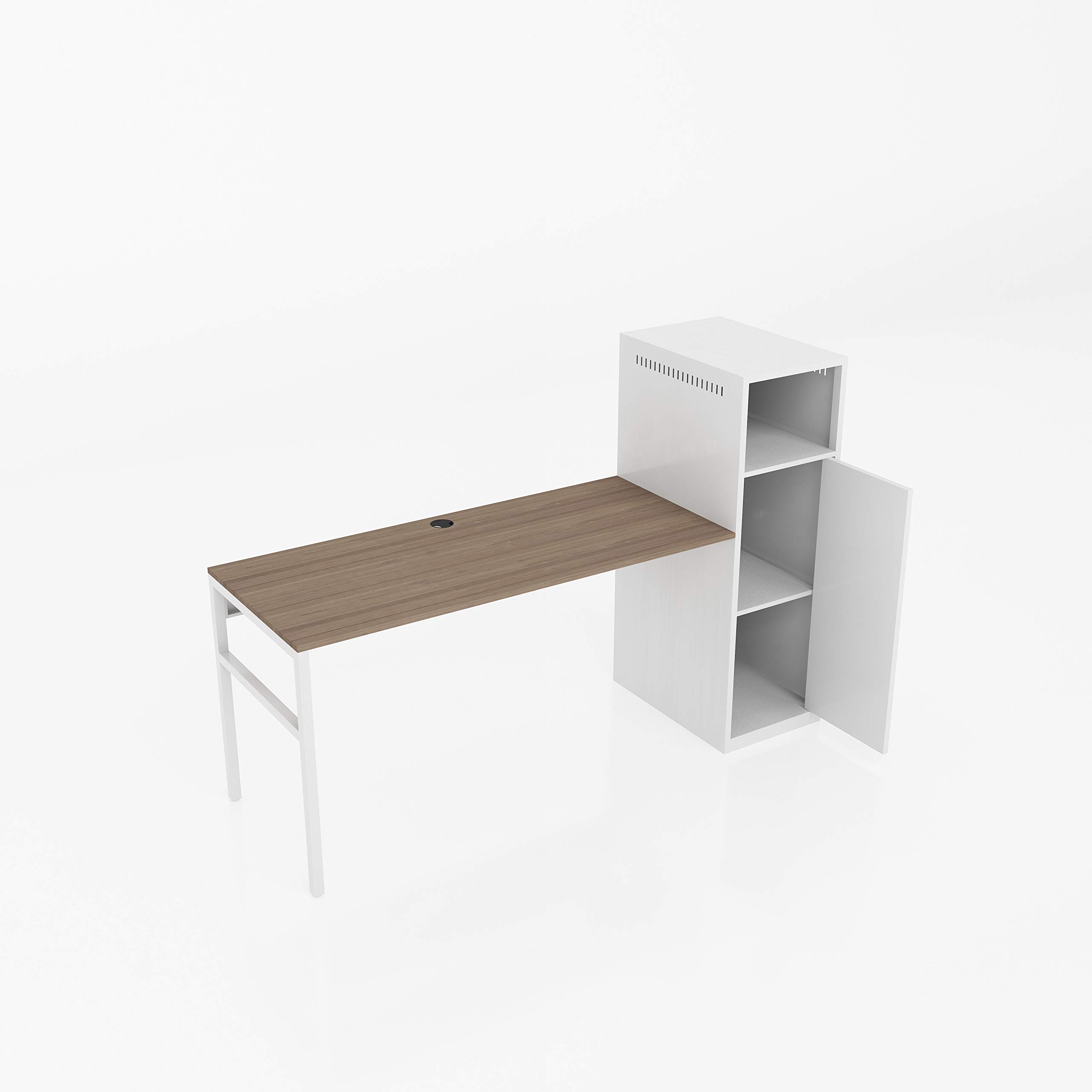 Adjustable L-Shaped Computer Desk with File Storage - Home Office Desk, Study & Writing Table for Small Spaces, Gaming & Workstation Use (White)