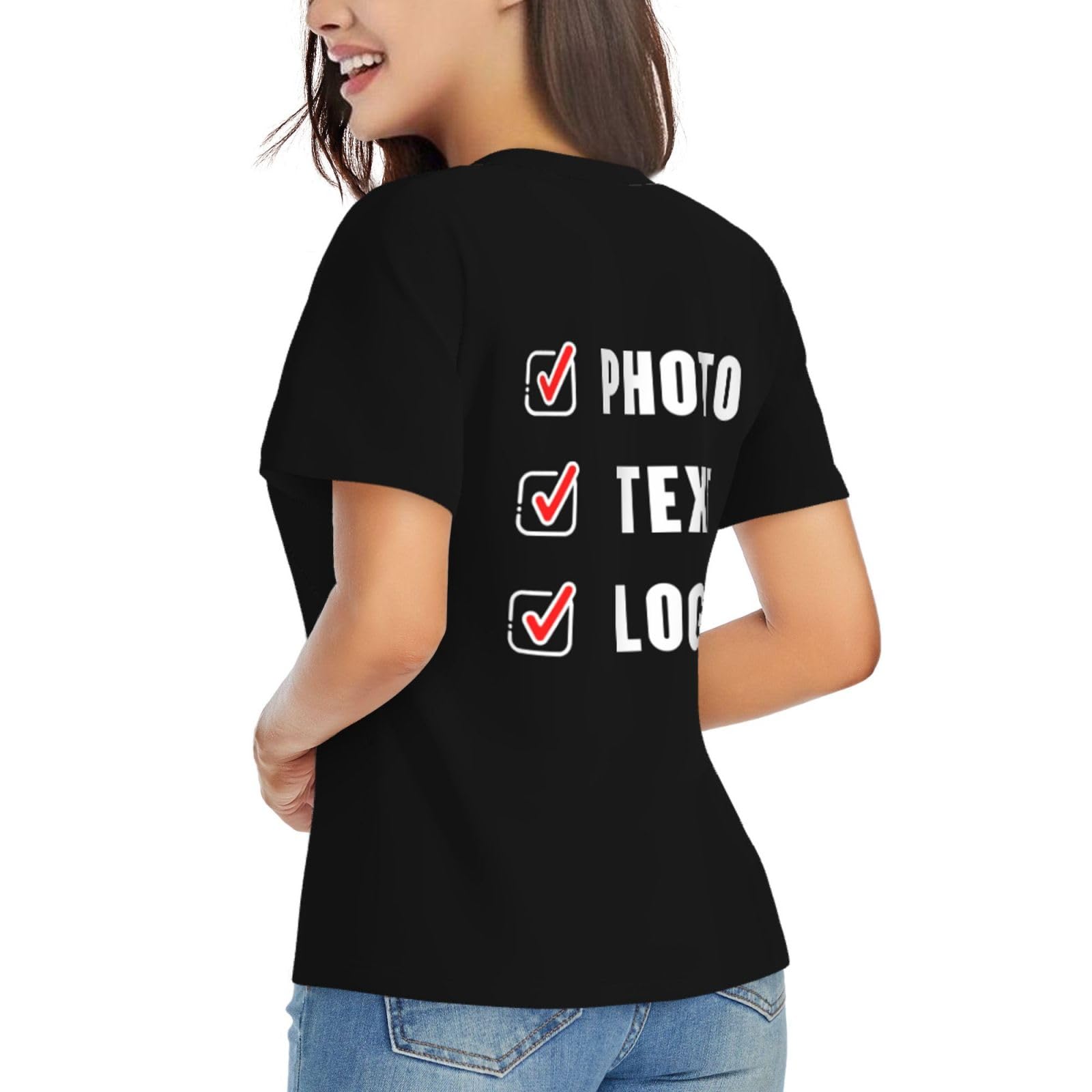 Custom V-Neck T-Shirts for Women - Personalized & Unique Design Your Own Shirt - Soft & Comfortable Fit for Casual Wear, Gifts & Events