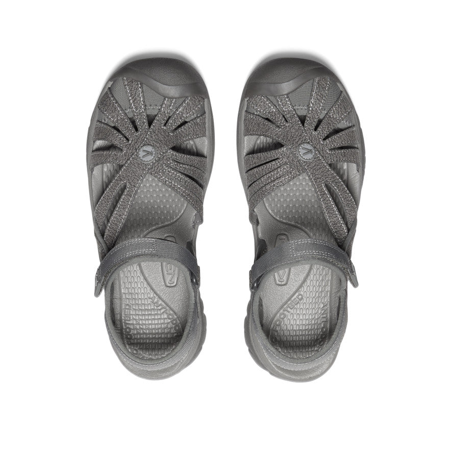 Women's Rose Sandal - Comfortable Summer Flat Shoes with Floral Design | Gargoyle/Raven Color Options | Perfect for Beach, Vacation & Casual Outings