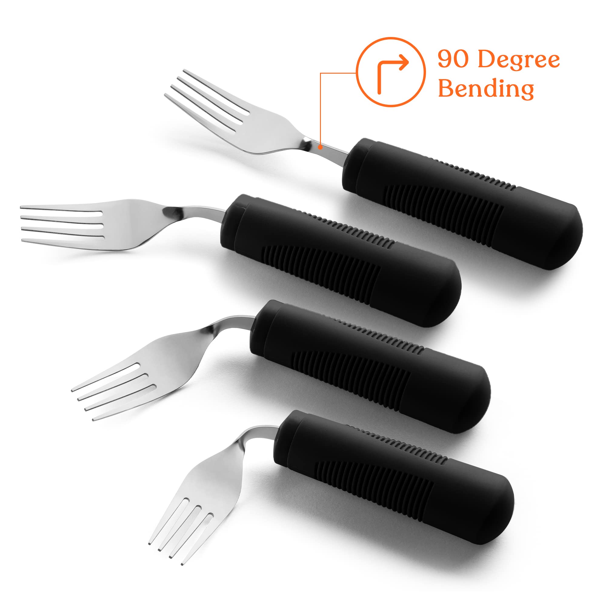 Weighted Adaptive Utensils Set for Elderly with Hand Tremors - 4-Piece Non-Slip Kitchen Tools (Stainless Steel Fork, Knife & Spoons) - Ideal for Arthritis, Parkinson's Patients - Perfect for Daily Meals & Assisted Living