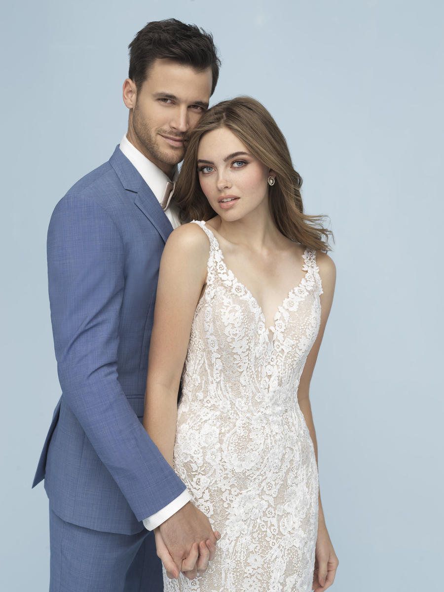 Allure Bridals 9618 Elegant Lace Wedding Gown with Beaded Details - Perfect for Church Ceremonies & Formal Receptions