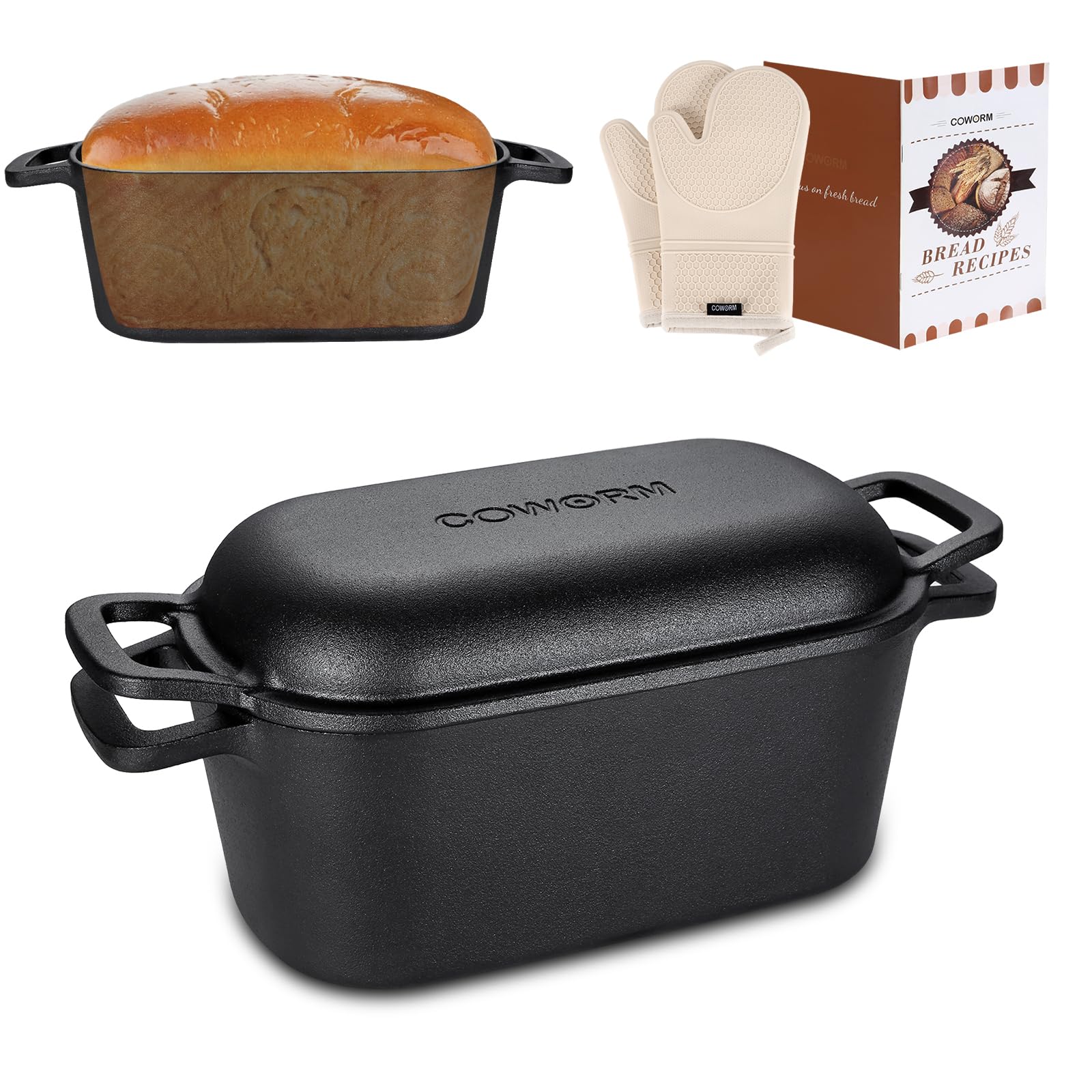 3.6QT Oval Dutch Oven for Bread Baking - Pre-Seasoned Cast Iron Sourdough Bread Pan with Lid | Perfect for Artisan Bread, Homemade Loaves & Camping Cooking