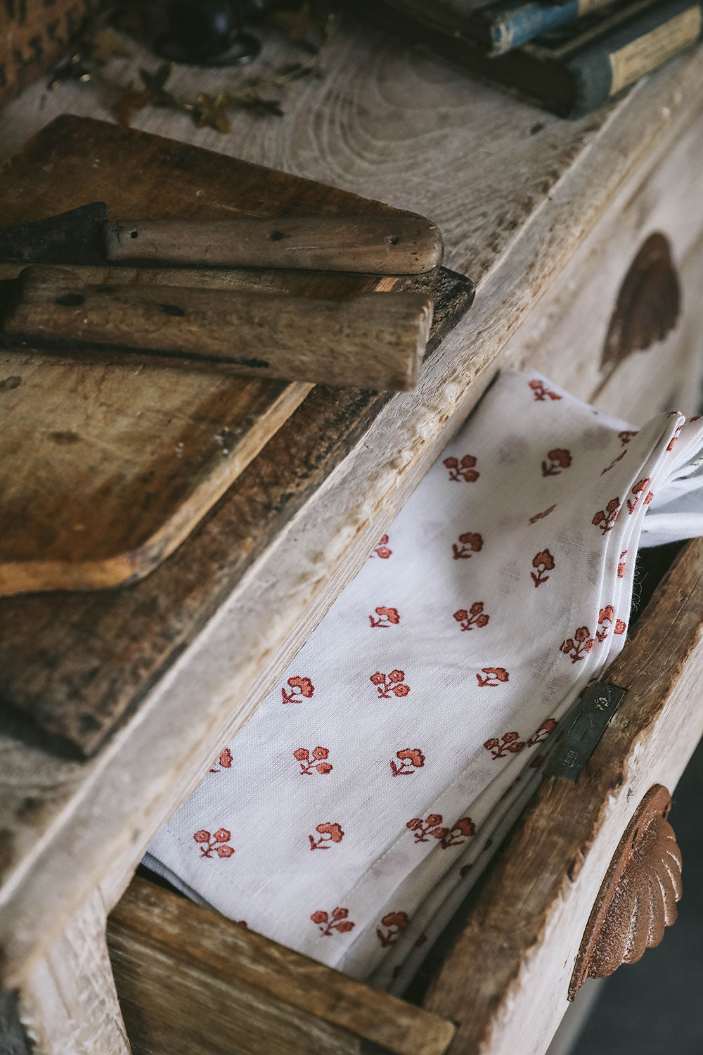 Handmade Block Printed Linen Napkin Set - 100% Natural Red Cotton - Perfect for Dinner Parties, Weddings & Home Decor