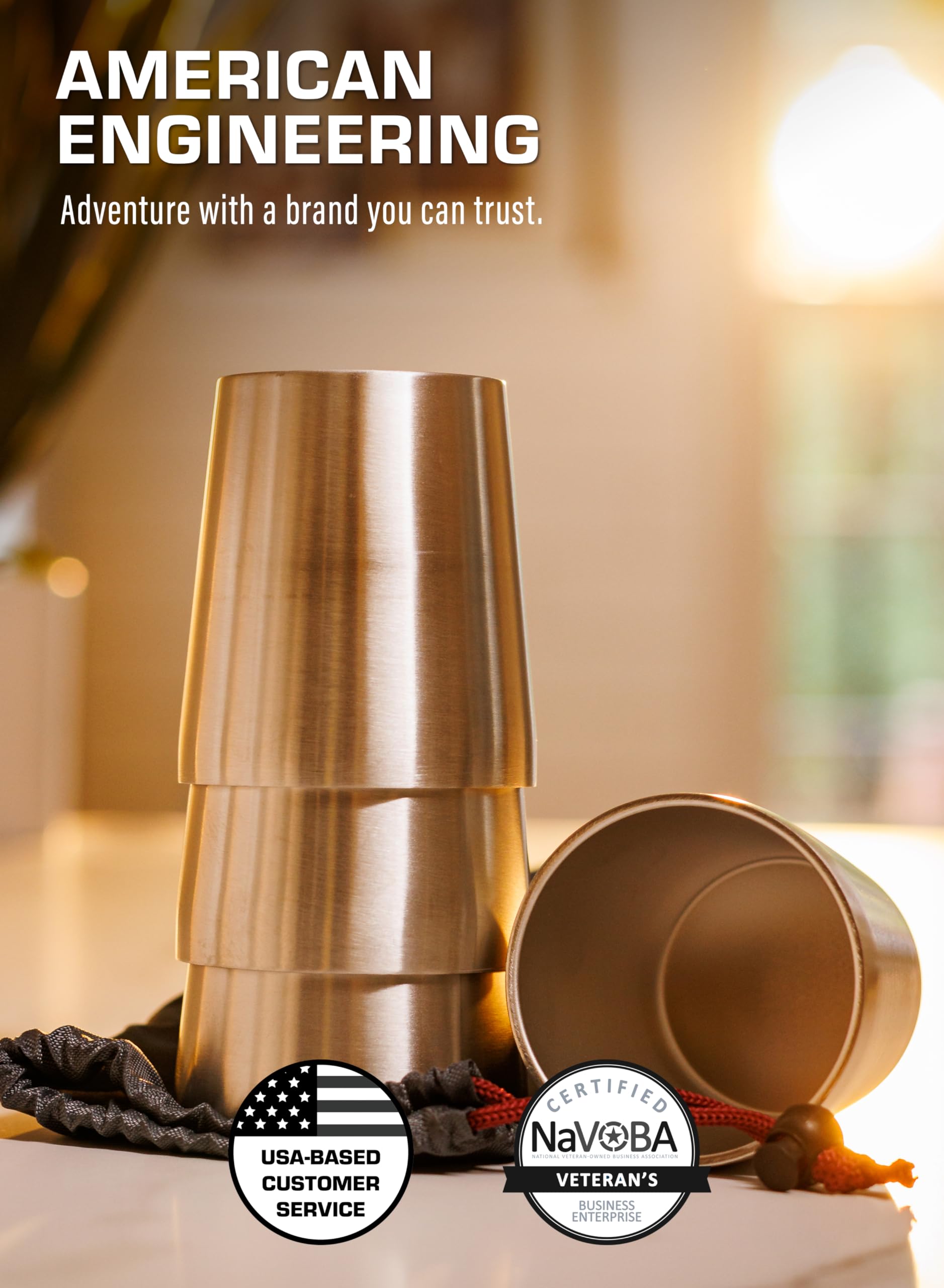 COLETTI Scouts Stainless Steel Kids Drinking Cups - 6oz Set of 4, BPA-Free Unbreakable Metal Cups with Smooth Rim for Safety, Dishwasher Safe Reusable Camping & Travel Cups for Boys Girls