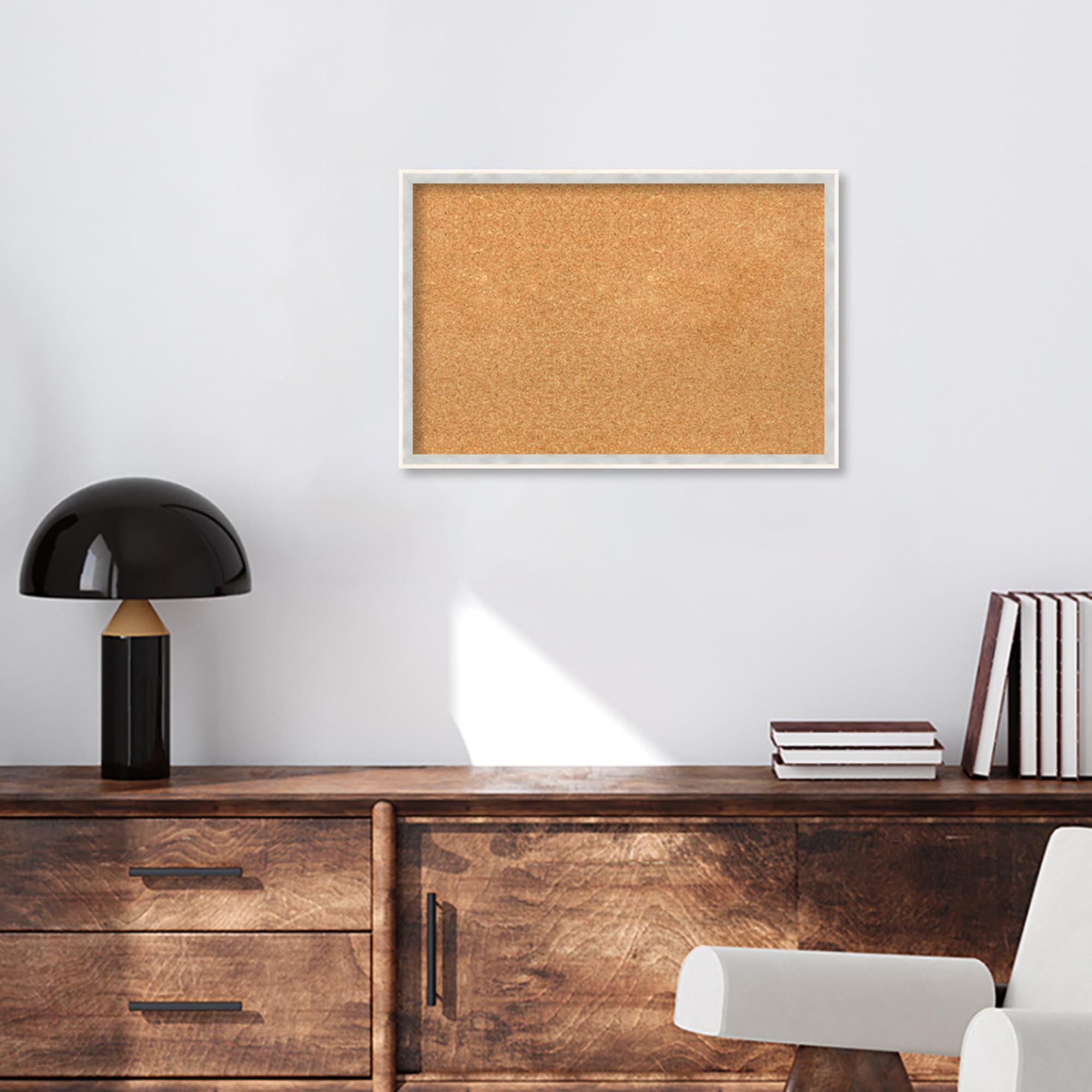 Amanti Art 17x25 Natural Cork Board with White Wood Frame - Vision Board, Office Decor & Home Organization | Modern Pinboard for Notes, Photos & Display | Perfect for Home, Office & Classroom