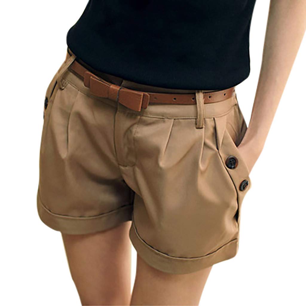 Women's Corduroy Mid Waist Casual Summer Shorts - Vintage British Style High Waisted Comfortable Cotton Pants for Women | Perfect for Beach, Travel & Everyday Wear