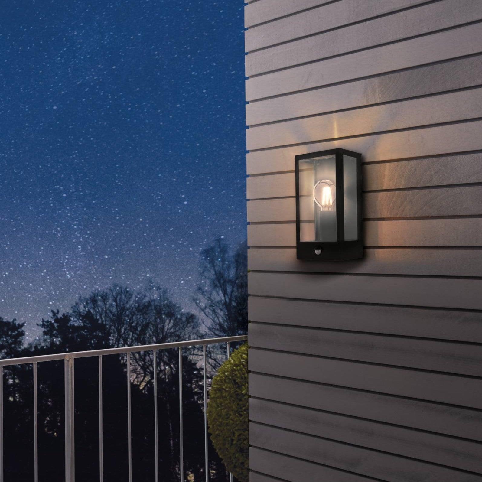Eglo Alamonte Black Metal Outdoor Wall Light - IP44 Waterproof - Modern Exterior Lighting for Porch, Patio, and Garden - Durable Weather-Resistant Design