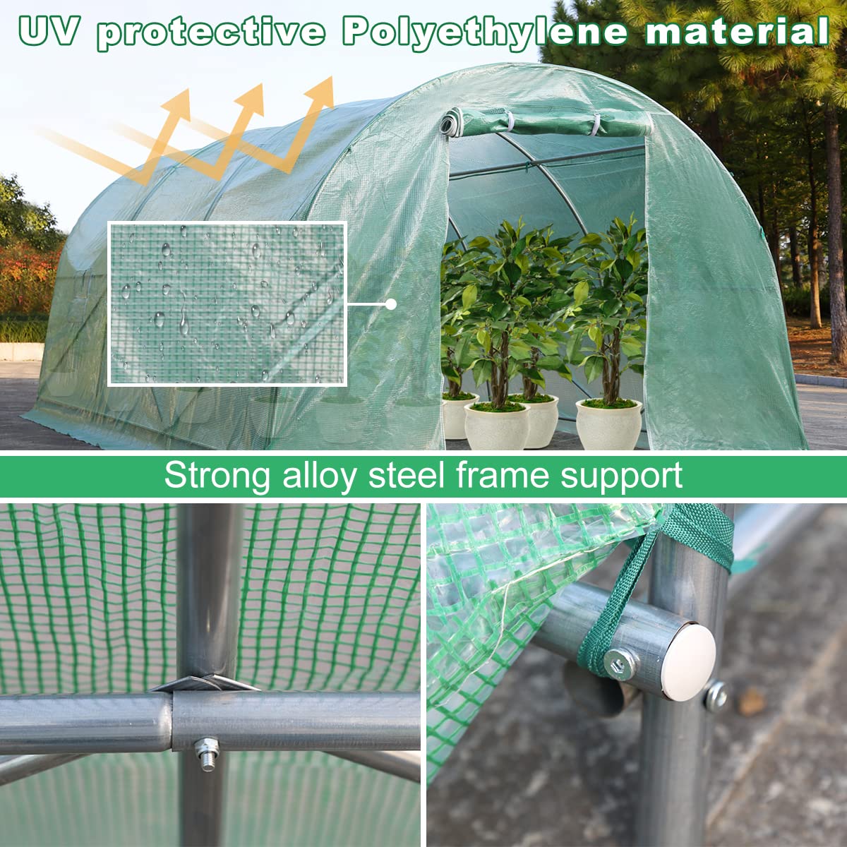 15' x 7' x 7' Walk-in Steel Greenhouse Kit with Plant Shelves - Durable Outdoor Garden Greenhouse for Patio, Backyard & Gardening Enthusiasts - Perfect for Growing Vegetables, Herbs & Flowers Year-Round