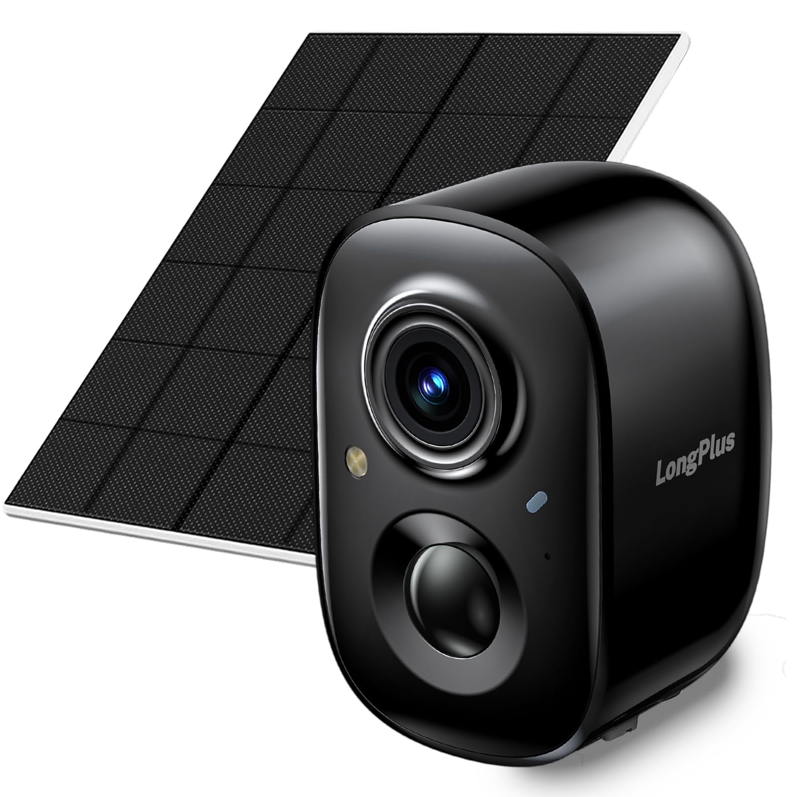 LongPlus Wireless Outdoor Security Camera with Solar Power, 1080P HD Color Night Vision, PIR Human Detection, Spotlight & 2-Way Audio - Ideal for Home Surveillance, Backyard Monitoring, and Property Protection (Black)