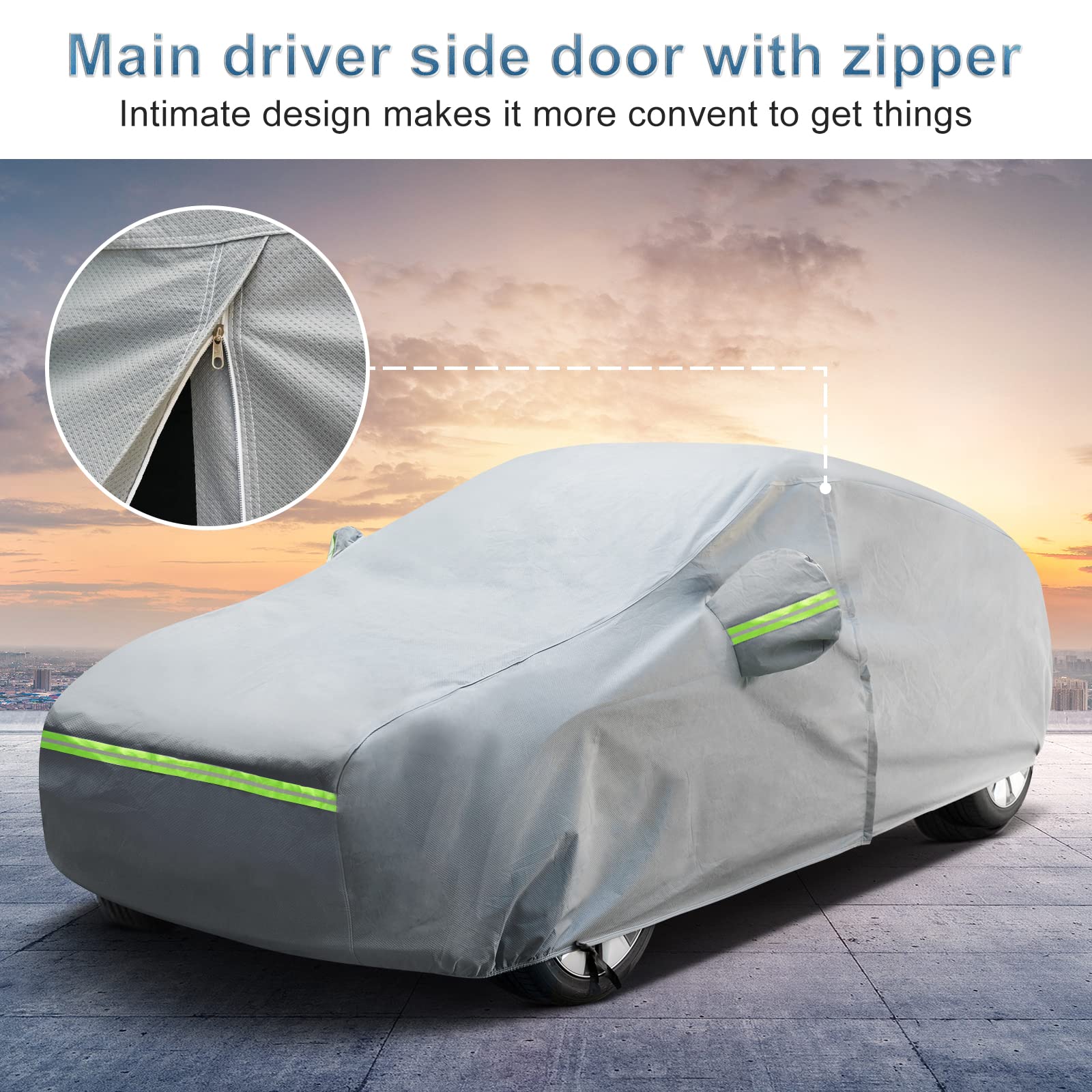 Tesla Model Y Full Car Cover with Charge Port Opening - Waterproof, All-Weather Heavy Duty Protection - Snowproof & Windproof Outdoor Car Cover with Door Zipper & Storage Bag - Perfect for Winter, Travel & Long-Term Parking Protection