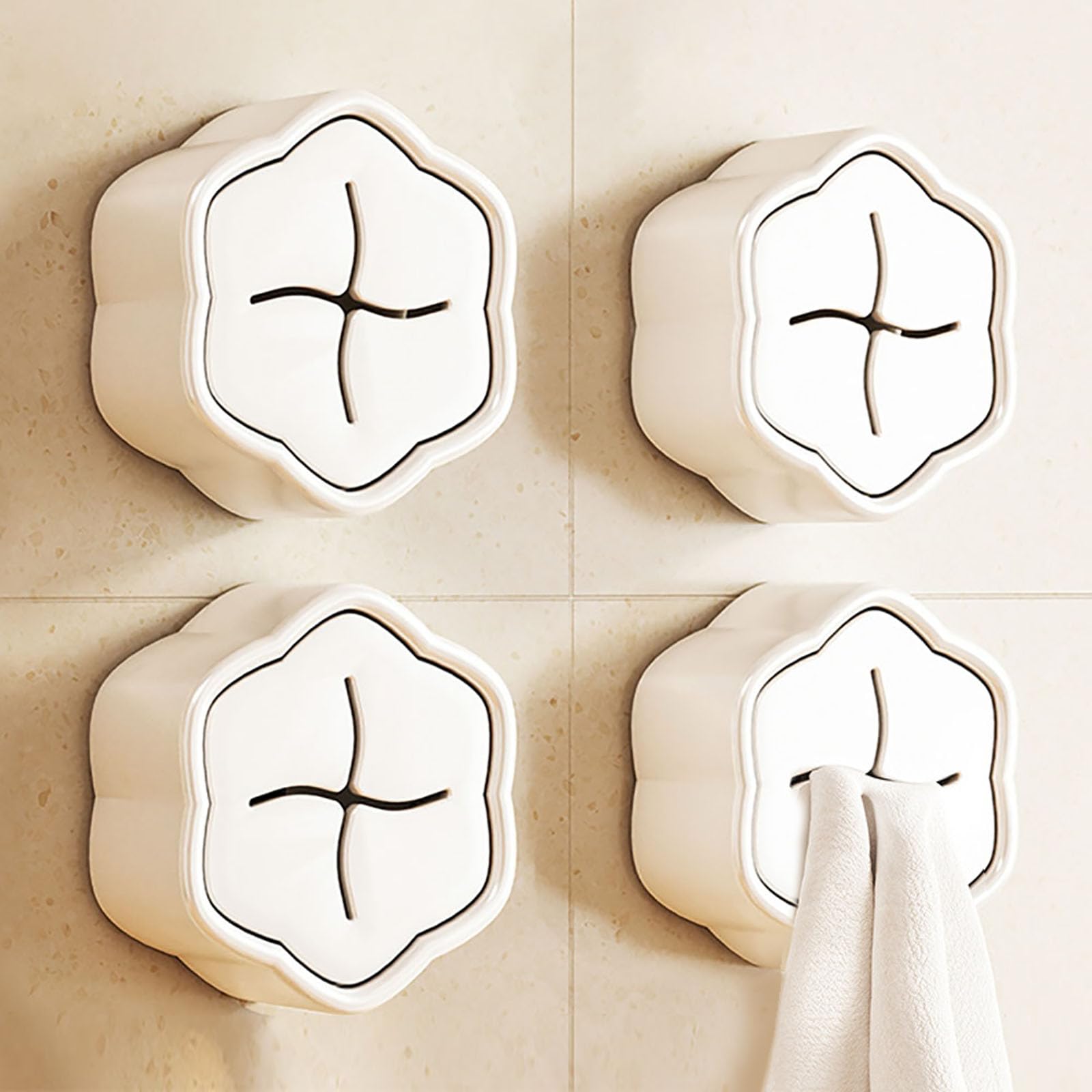 4Pcs Self Adhesive Kitchen Towel Holder Hooks - Wall Mount Dish & Hand Towel Hanger for Kitchen, Bathroom Cabinet Organization - Perfect for Hanging Tea Towels, Dishcloths & Washcloths (Stainless Steel, Easy Install) - Ideal for Small Spaces, Apartments & RVs