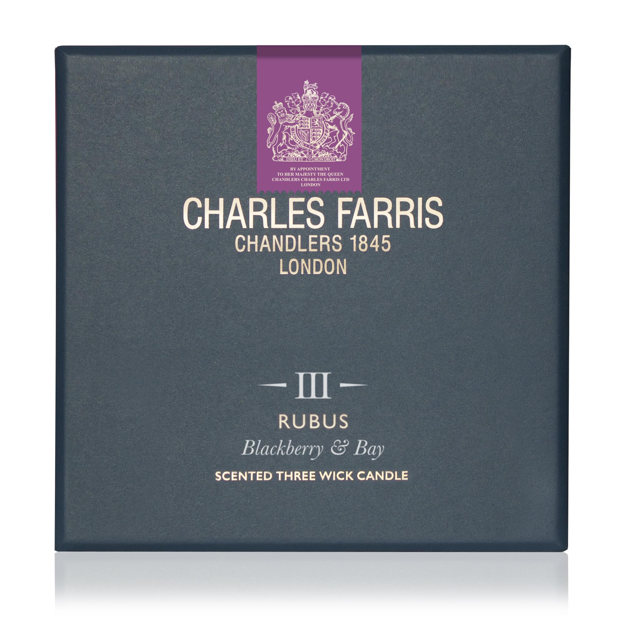 Charles Farris Rubus Luxury Scented Candles - 3 Pack in Textured Blue Glass Jar, Aromatic Bay, Blackberry & Herbal Notes | Perfect for Home Decor, Relaxation & Gift Giving