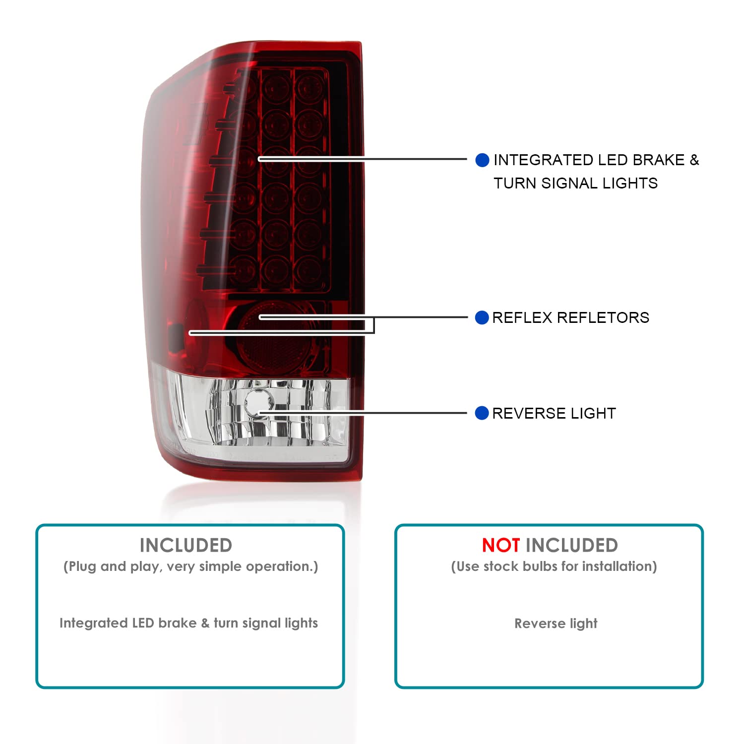 Spec-D Tuning Red Clear Lens LED Tail Lights for 2004-2015 Nissan Titan (Non-Utility Bed) - Left & Right Pair | Durable, Bright & Waterproof | Perfect for Night Driving, Car Shows & Off-Road Adventures